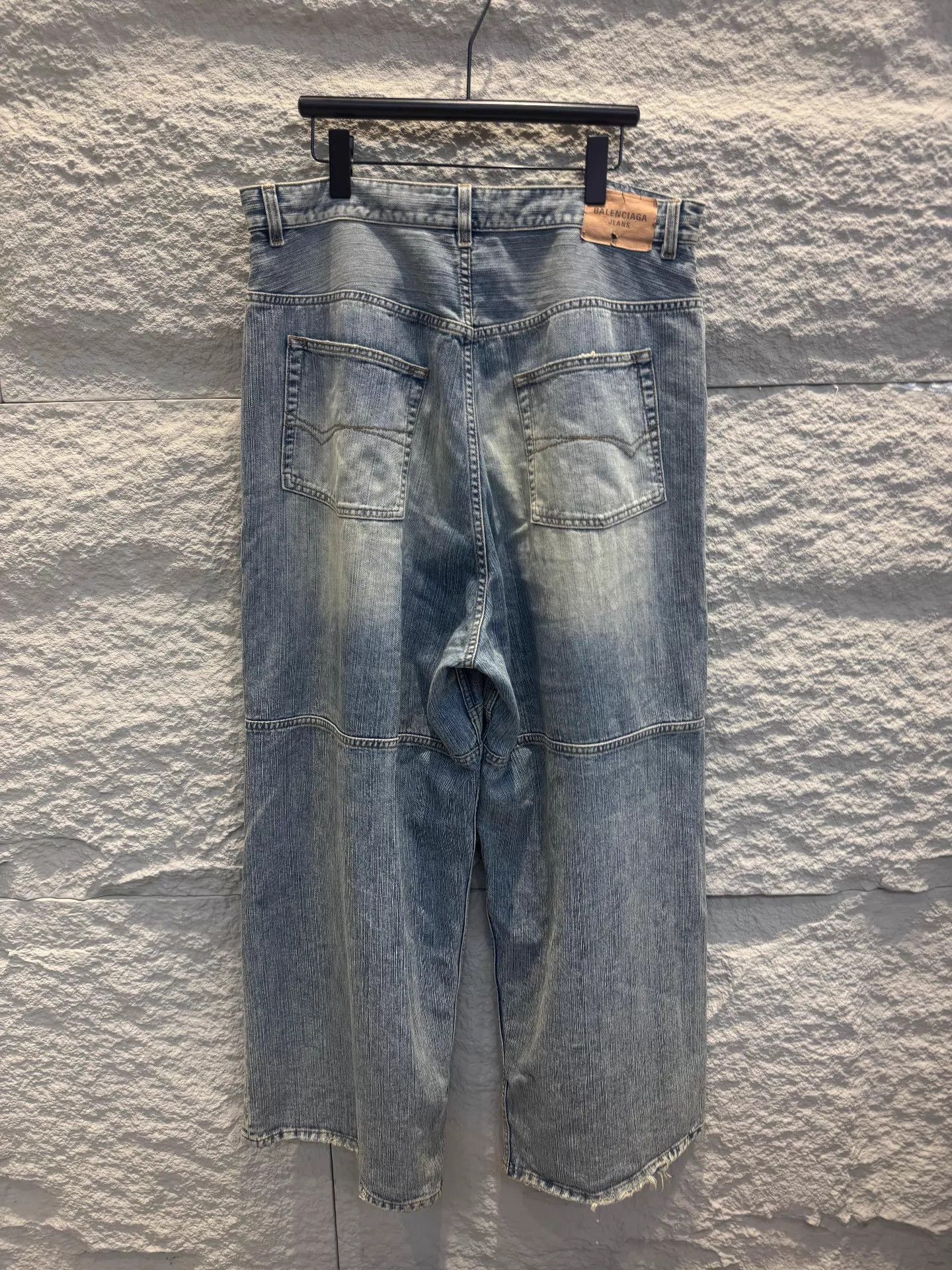 Balenciaga Blue Denim Cargo Pants with Yellow Drawstring Size US 31 - 2 Thumbnail