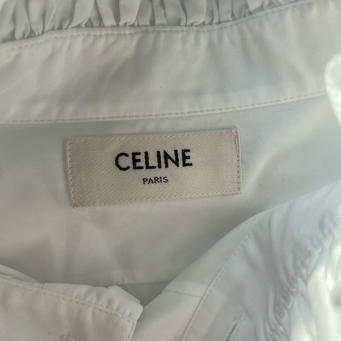 Hedi Slimane Celine 21FW Runway Ruffled Collar White Shirt Size S / US 4 / IT 40 - 4 Thumbnail
