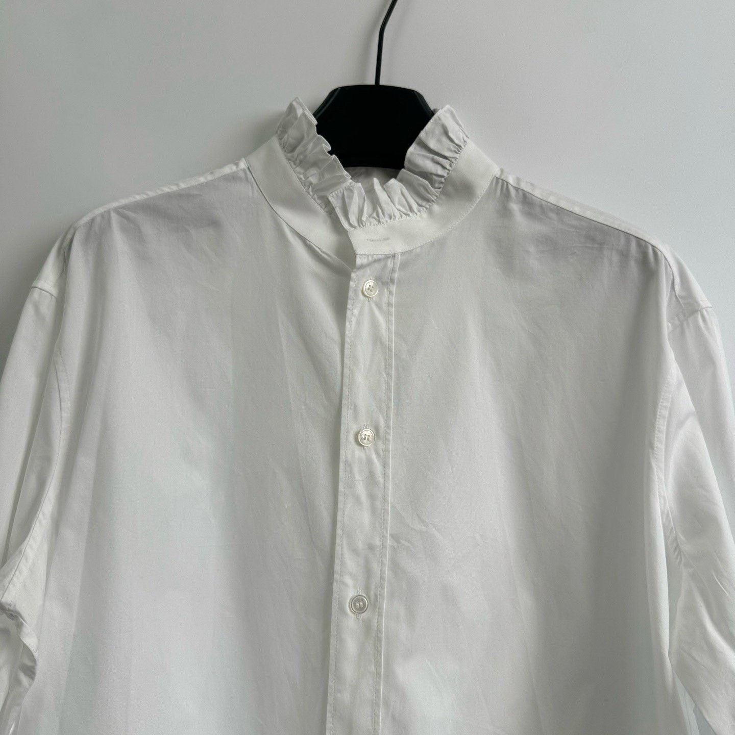 Hedi Slimane Celine 21FW Runway Ruffled Collar White Shirt Size S / US 4 / IT 40 - 2 Thumbnail