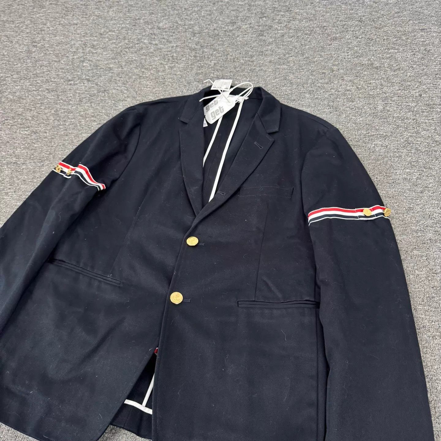 Thom Browne Blue Blazer with Striped Sleeves, Size M Size US M / EU 48-50 / 2 - 3 Thumbnail