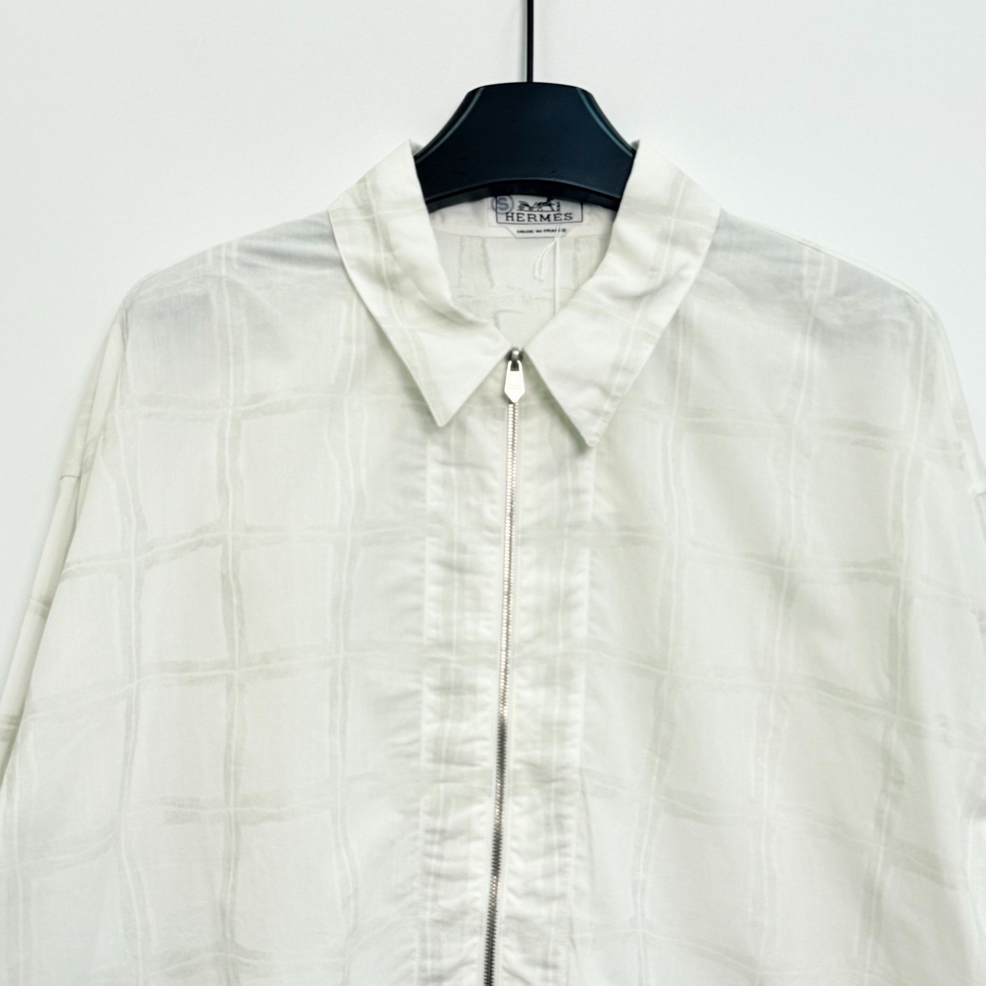 Hermes Hermes White Subtle Check Half-Zip Shirt Size US XS / EU 42 / 0 - 2 Thumbnail