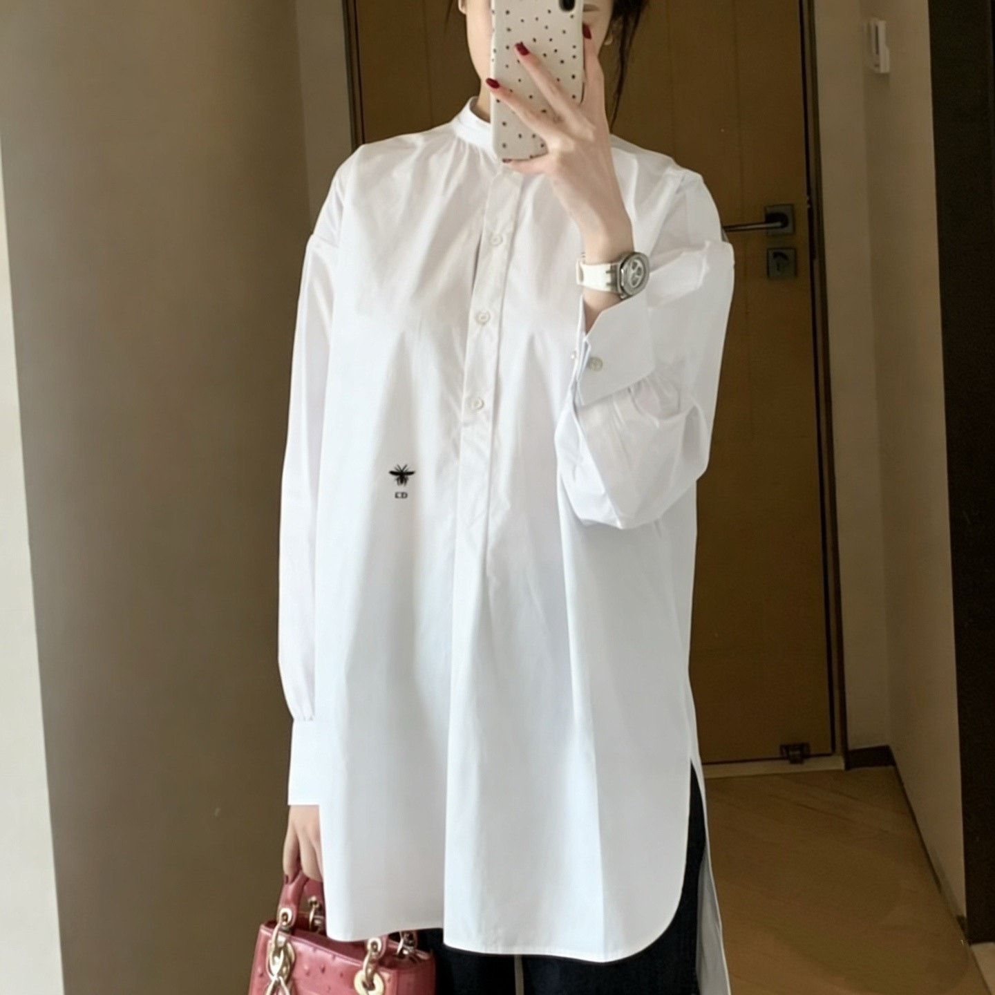 Dior Dior Small Bee Embroidery White Shirt Size US XXS / EU 40 - 7 Thumbnail