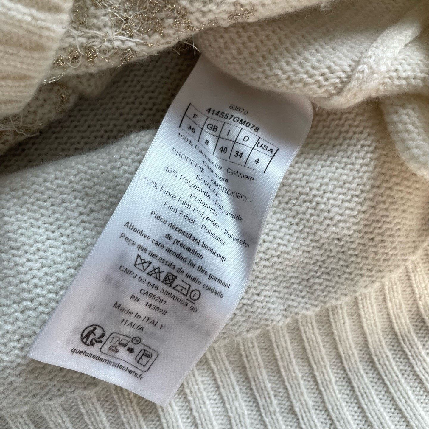 Dior Dior Ribbed Crewneck Embroidered Cashmere Sweater Size XS / US 0-2 / IT 36-38 - 5 Thumbnail