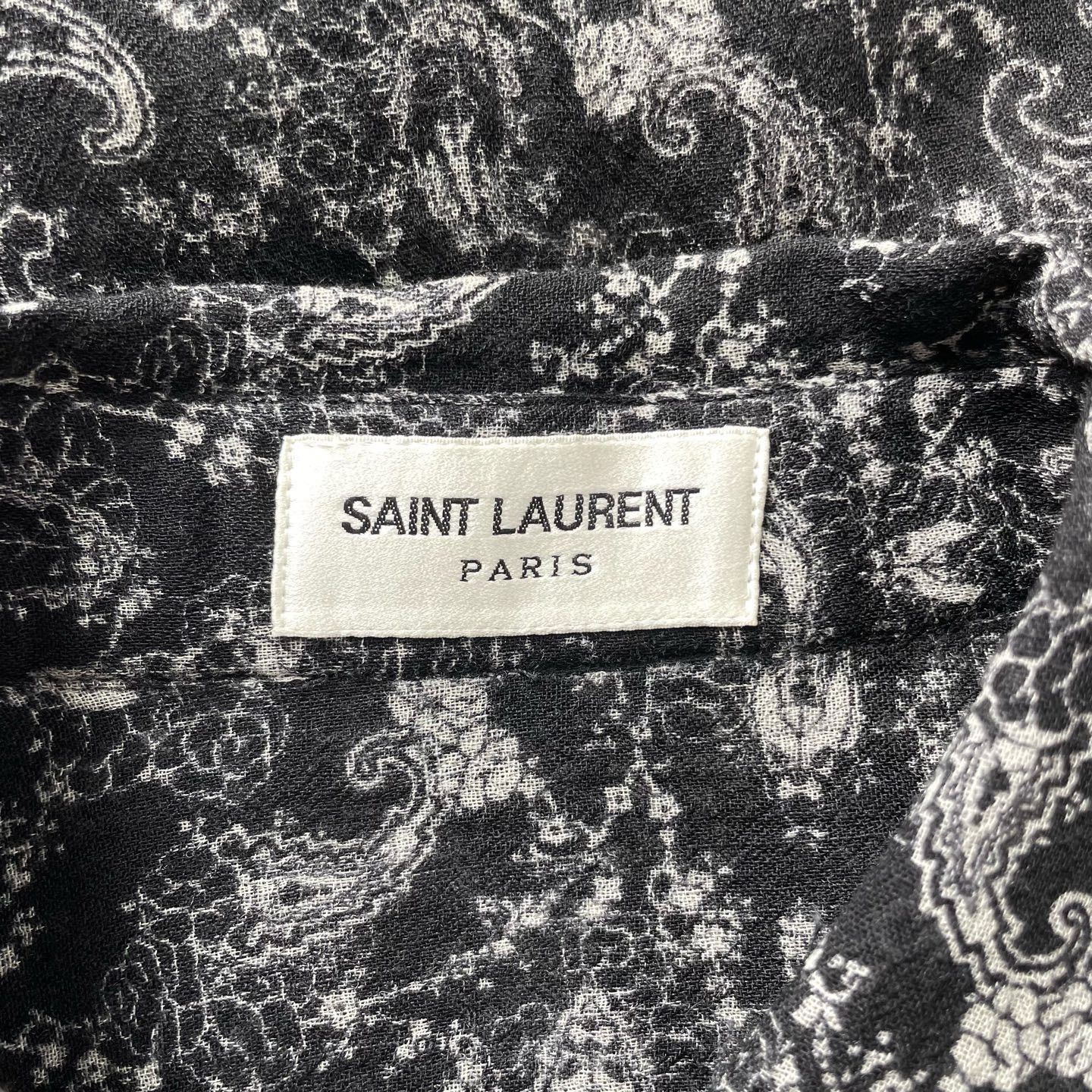 Saint Laurent Paris Saint Laurent 19SS Black White Wool Paisley Shirt Size US M / EU 48-50 / 2 - 4 Thumbnail