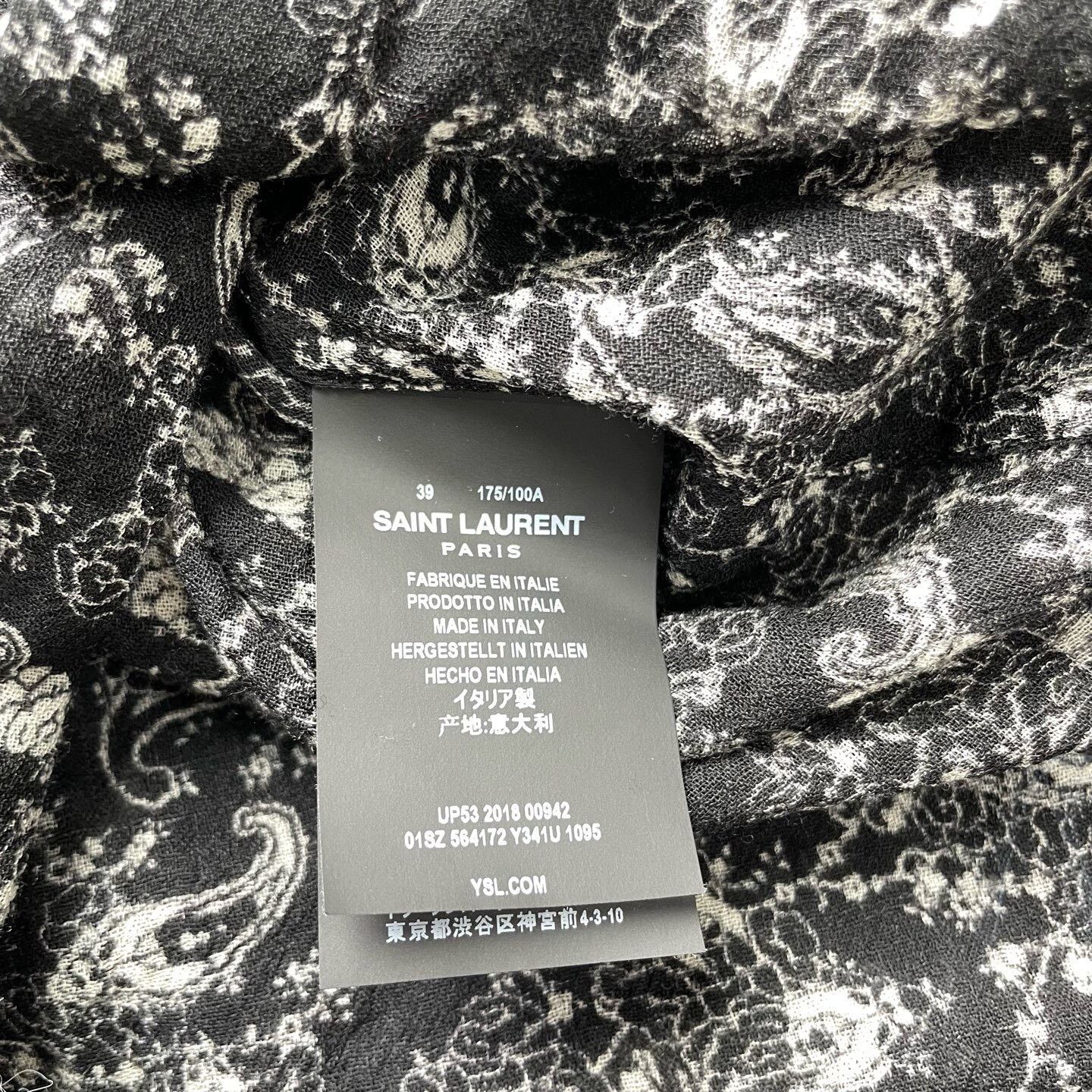 Saint Laurent Paris Saint Laurent 19SS Black White Wool Paisley Shirt Size US M / EU 48-50 / 2 - 5 Thumbnail