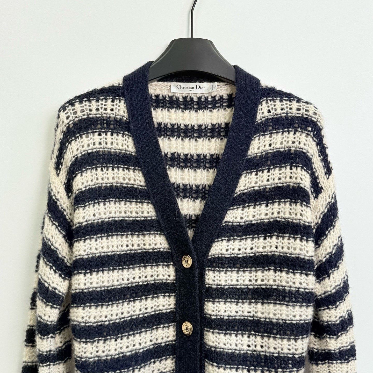 Dior DIOR Striped V-Neck Long-Sleeve Knit Size XS / US 0-2 / IT 36-38 - 2 Thumbnail