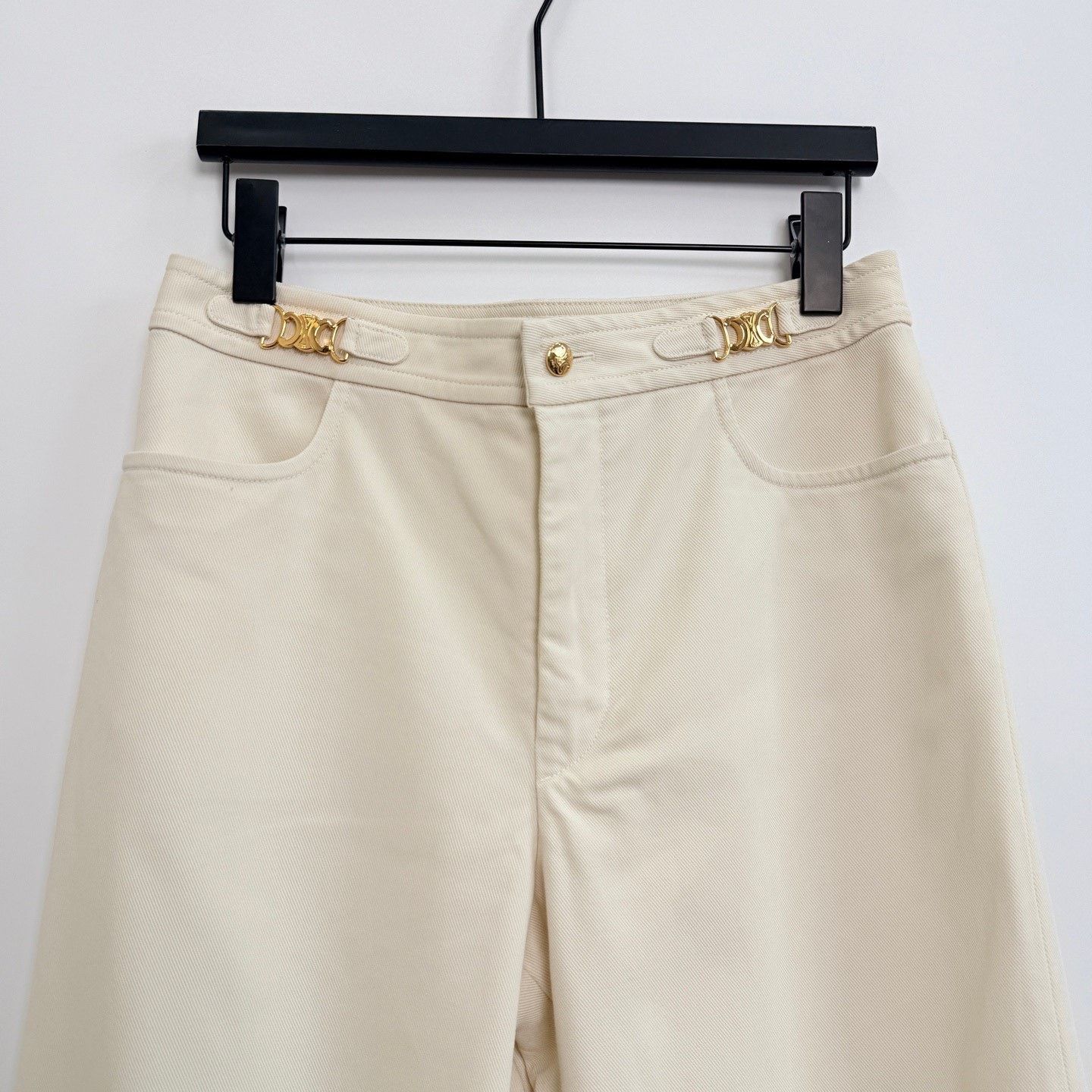 Celine CELINE Triomphe Gold Chain Twill Trousers Size 38" / US 16 / IT 52 - 2 Thumbnail