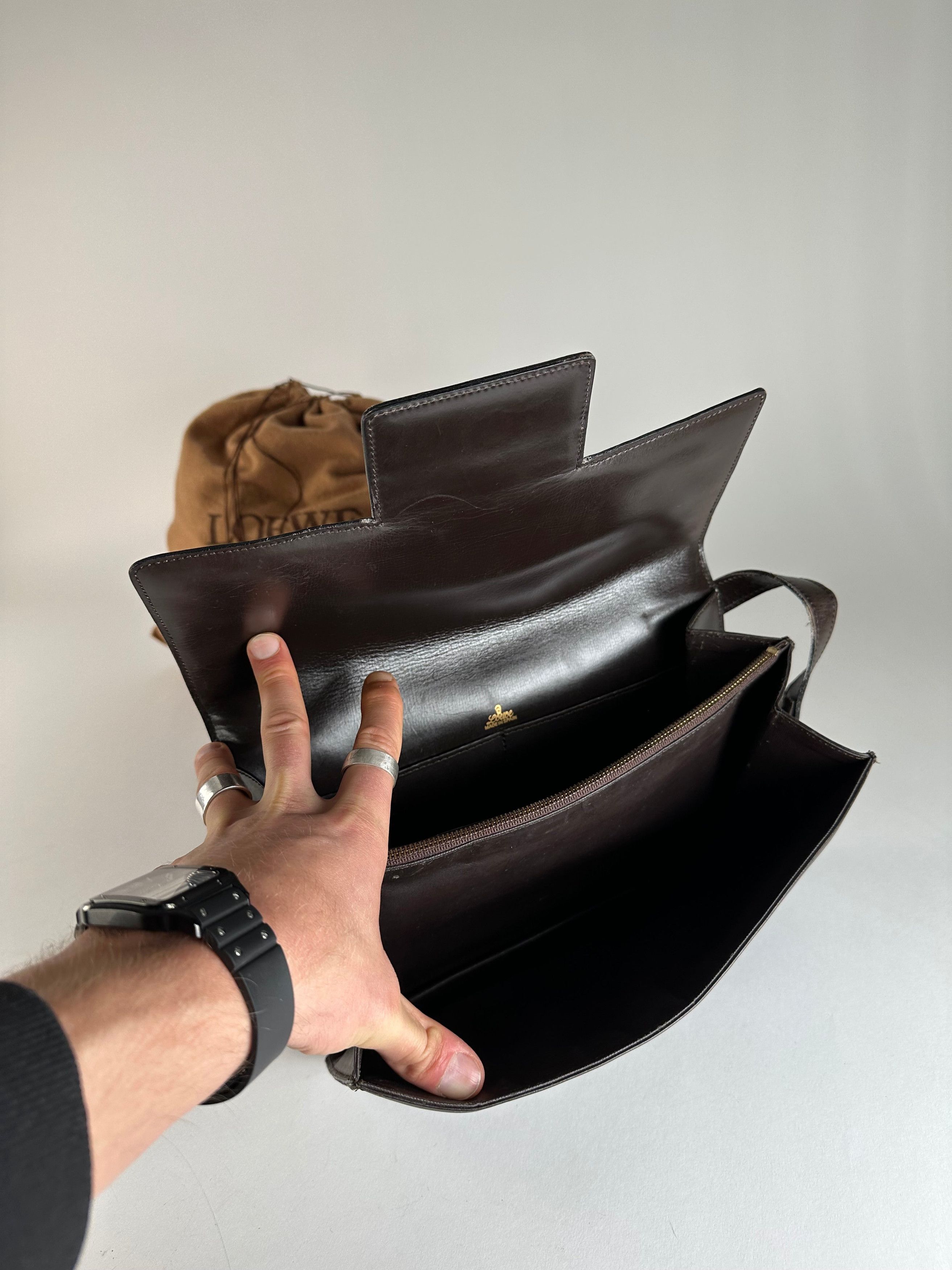 Loewe Vintage Madrid Leather Handbag Brown Size ONE SIZE - 3 Thumbnail