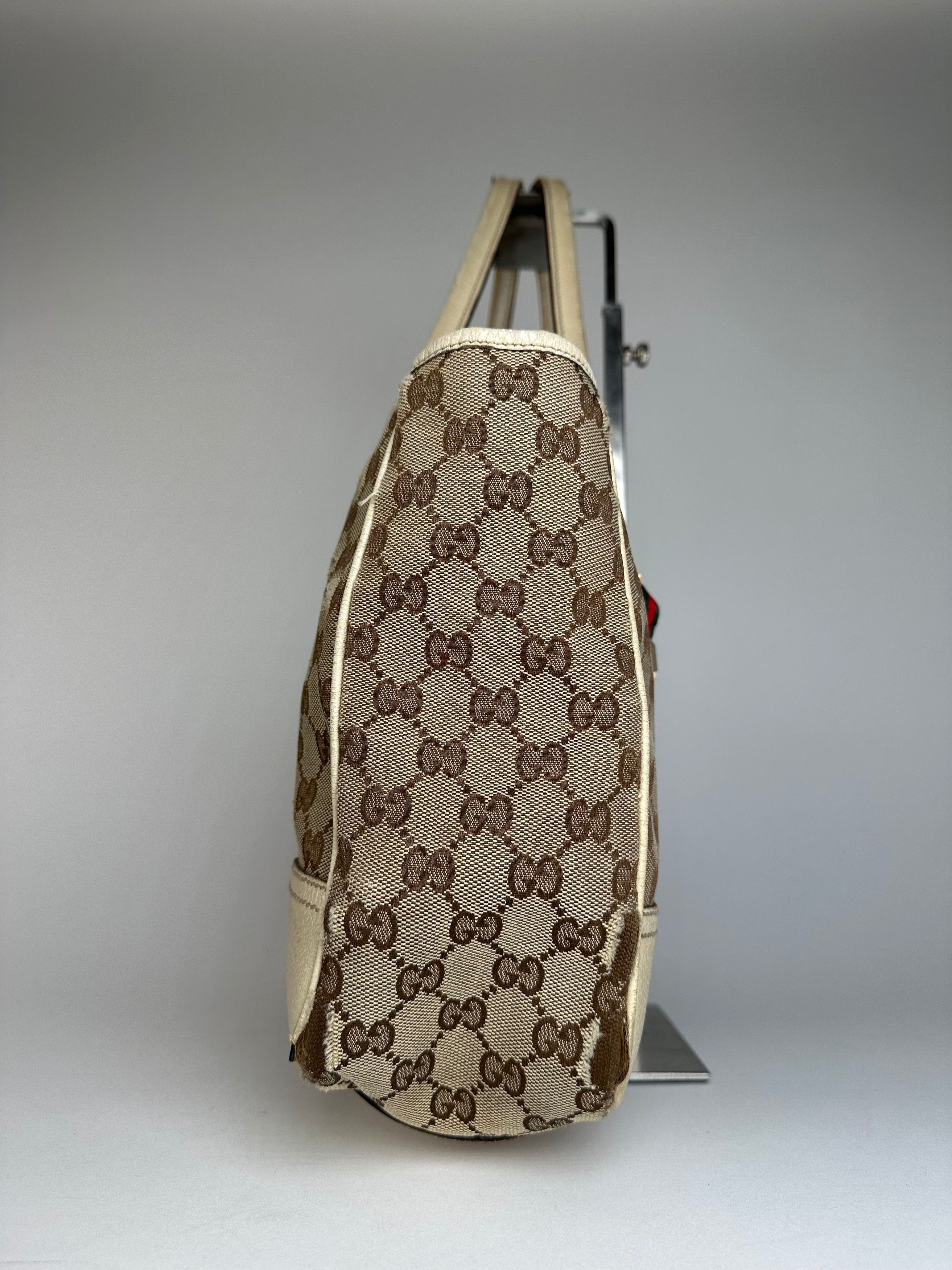Gucci Vintage Monogram Canvas Leather Handbag Beige Brown Size ONE SIZE - 7 Thumbnail