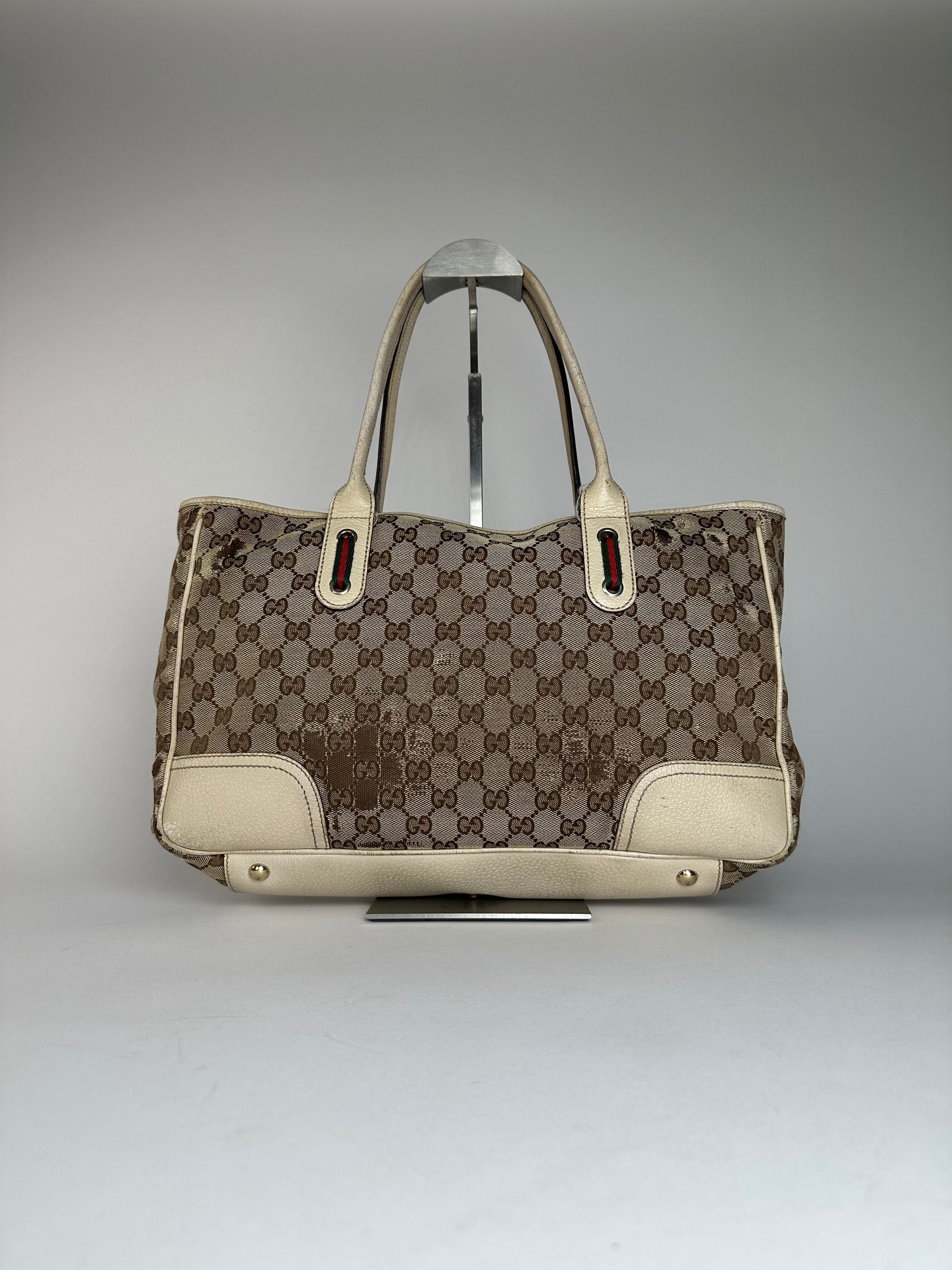 Gucci Vintage Monogram Canvas Leather Handbag Beige Brown Size ONE SIZE - 15 Thumbnail