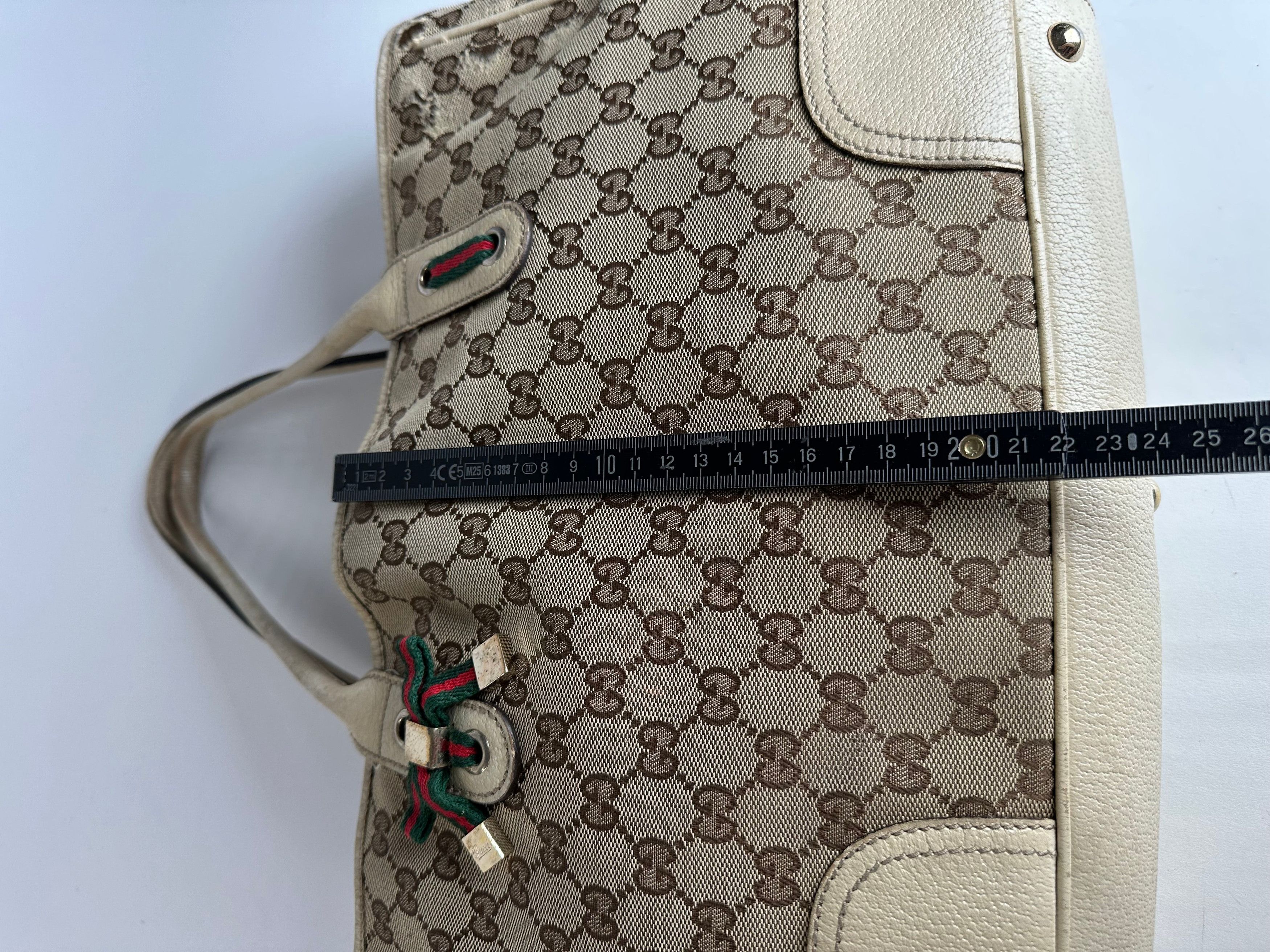 Gucci Vintage Monogram Canvas Leather Handbag Beige Brown Size ONE SIZE - 10 Thumbnail