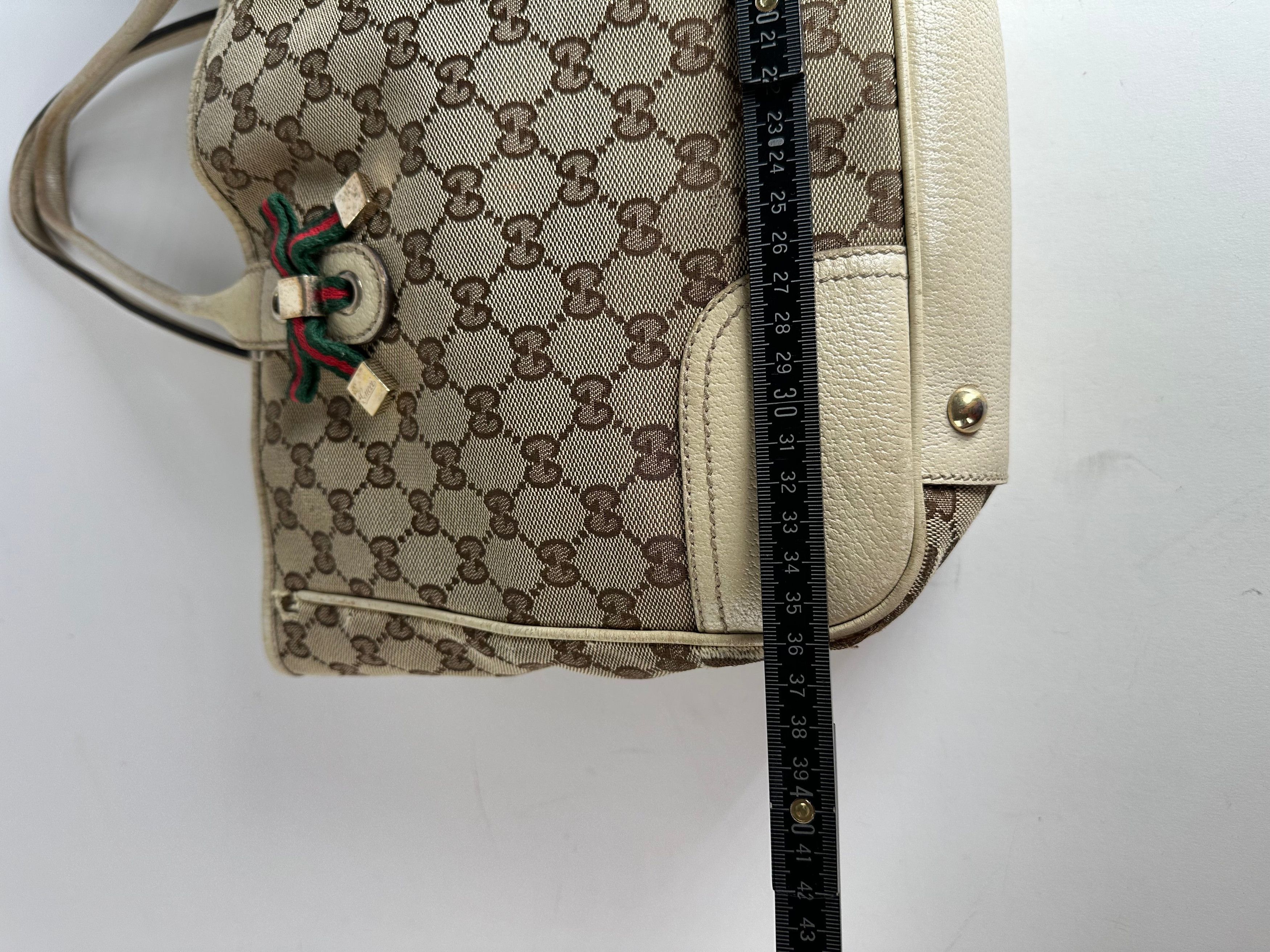 Gucci Vintage Monogram Canvas Leather Handbag Beige Brown Size ONE SIZE - 9 Thumbnail
