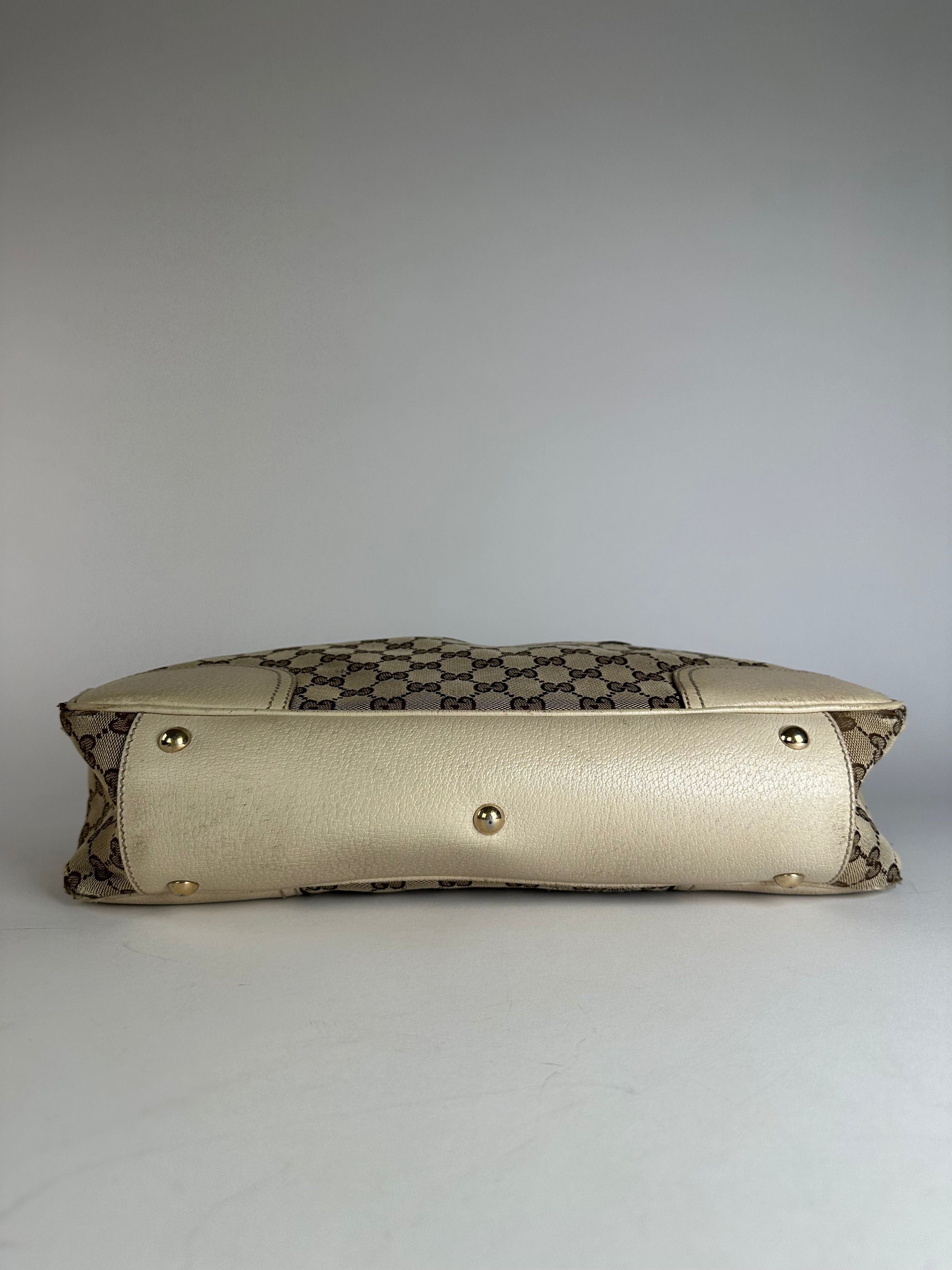 Gucci Vintage Monogram Canvas Leather Handbag Beige Brown Size ONE SIZE - 11 Thumbnail