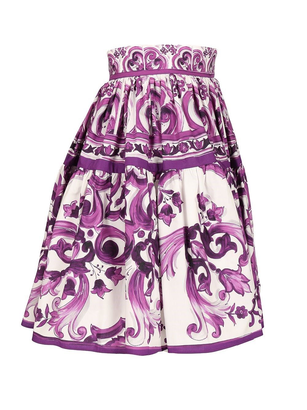 Dolce & Gabbana Maiolica print poplin mini skirt Size 28" / US 6 / IT 42 - 3 Thumbnail