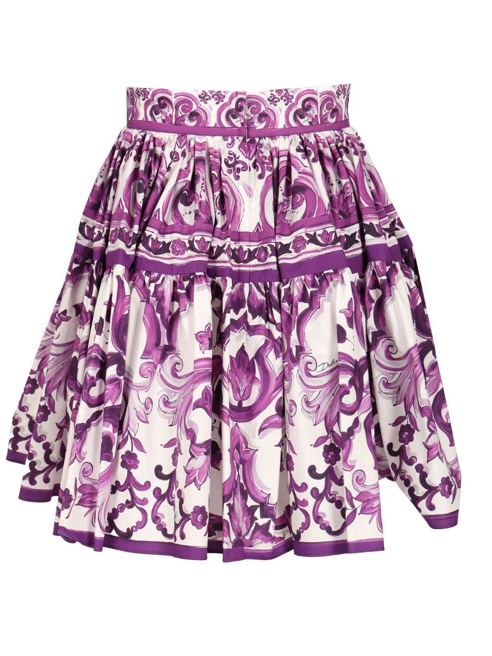 Dolce & Gabbana Maiolica print poplin mini skirt Size 28" / US 6 / IT 42 - 2 Thumbnail