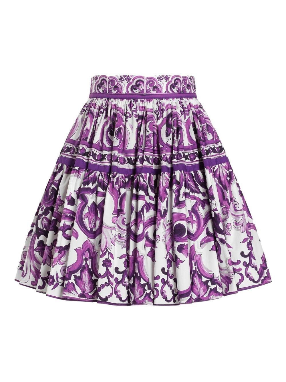 Dolce & Gabbana Maiolica print poplin mini skirt Size 28" / US 6 / IT 42 - 7 Thumbnail