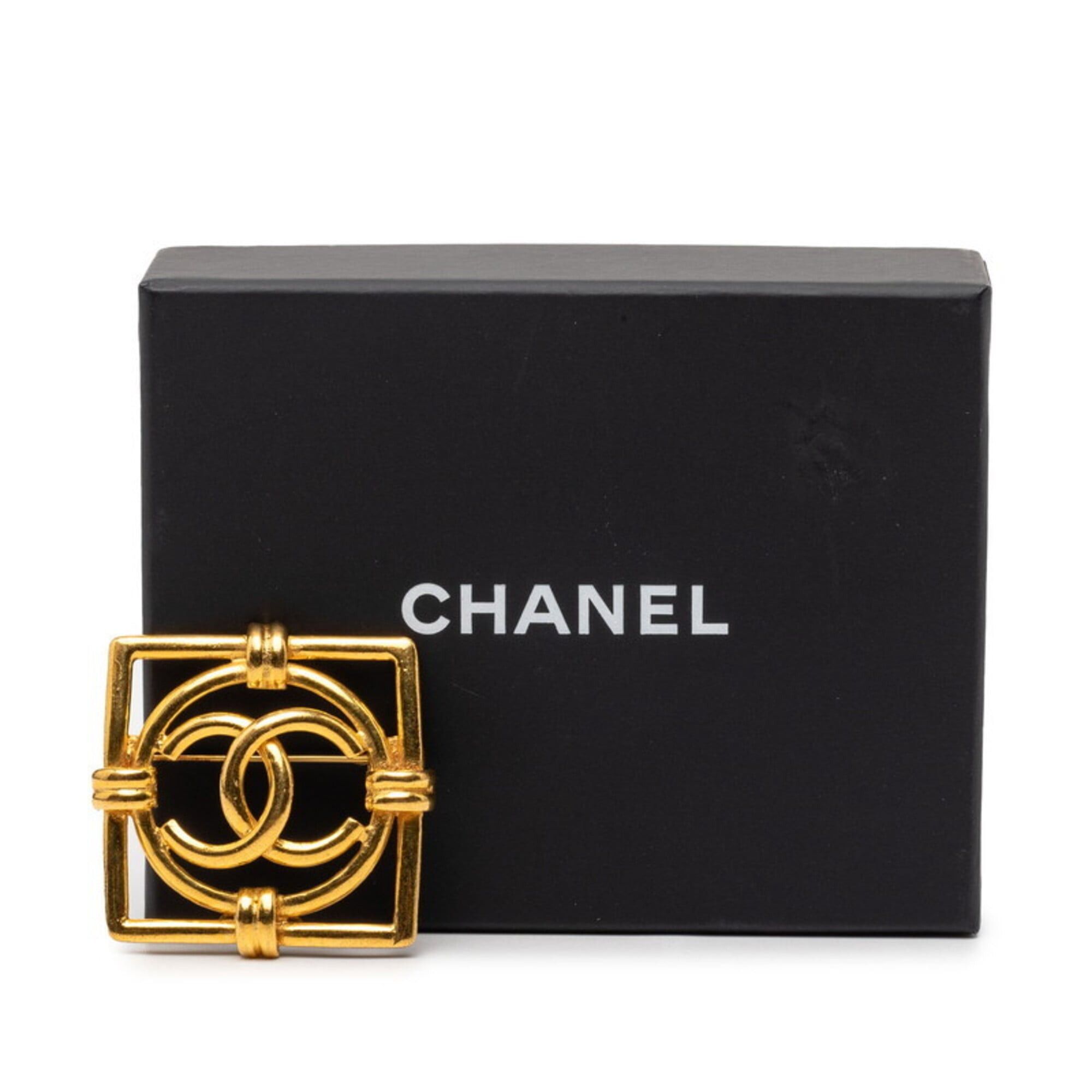 Chanel Chanel Vintage Coco Mark Square Brooch Gold Plated Women's CHANEL Size ONE SIZE - 4 Thumbnail