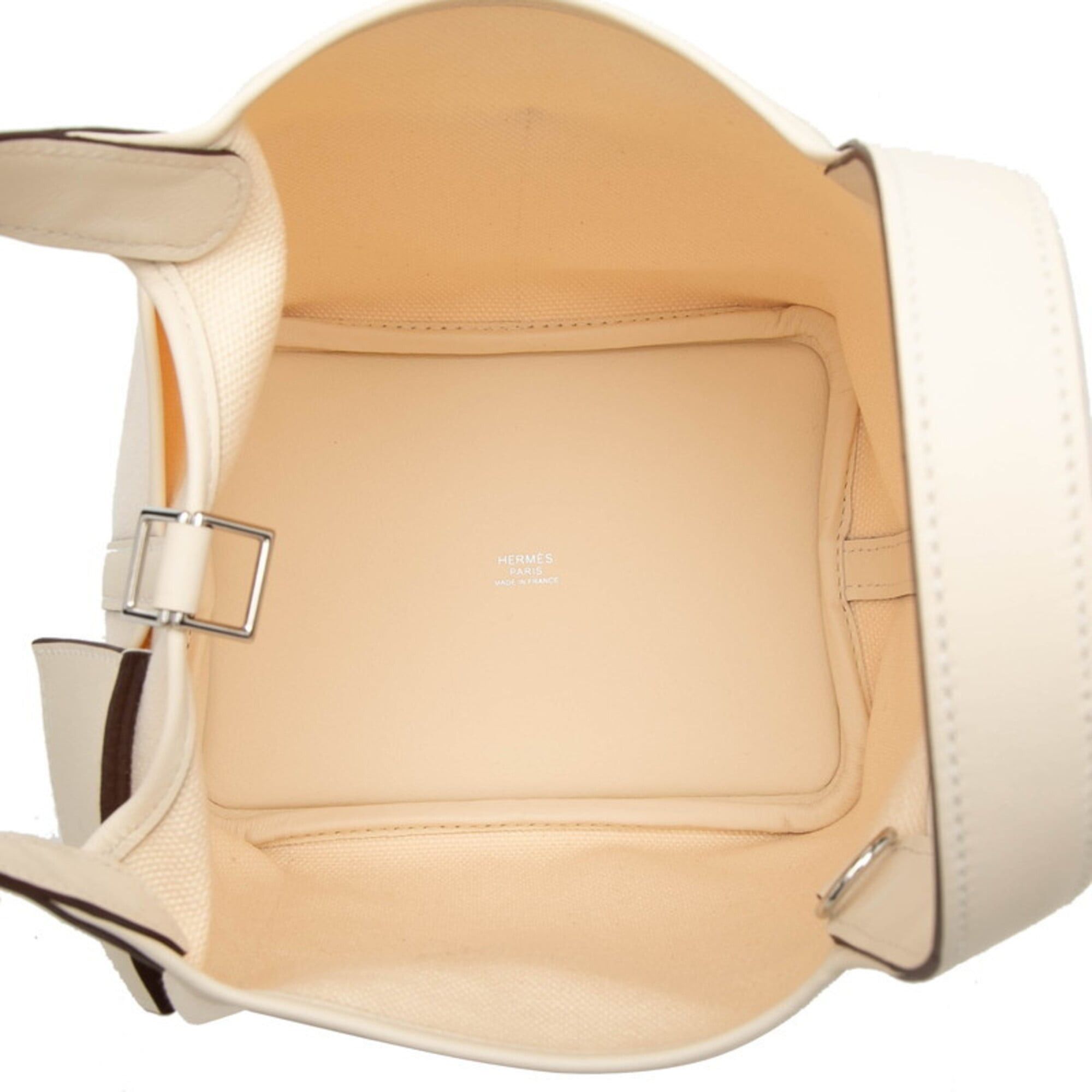 Hermes Hermes Picotin Lock PM Cargo Handbag, Nata White, Veau Swift Leather, Toile H, Women's. Size ONE SIZE - 4 Thumbnail