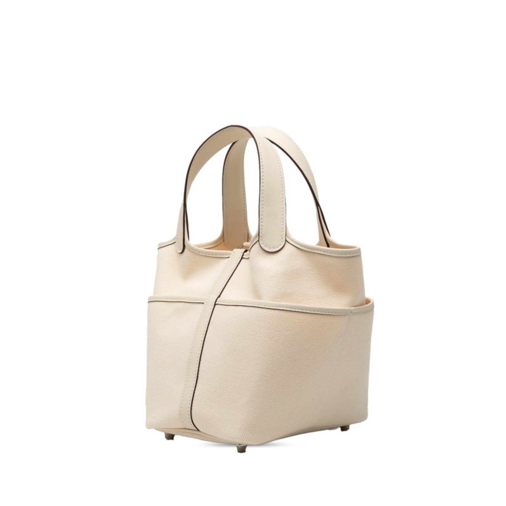 Hermes Hermes Picotin Lock PM Cargo Handbag, Nata White, Veau Swift Leather, Toile H, Women's. Size ONE SIZE - 2 Thumbnail