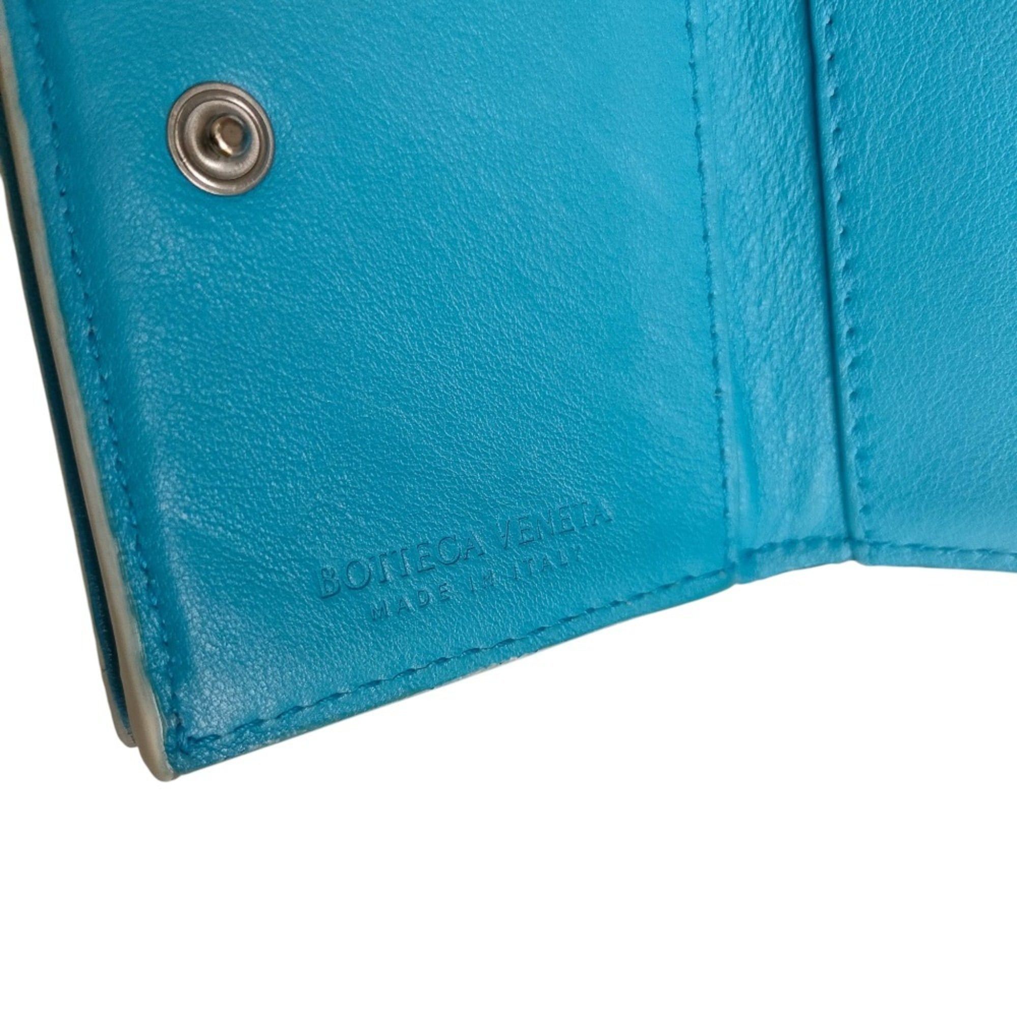 Bottega Veneta BOTTEGA VENETA Intrecciato Tiny Tri-fold Wallet Compact White Blue Men's Women's Size ONE SIZE - 8 Thumbnail