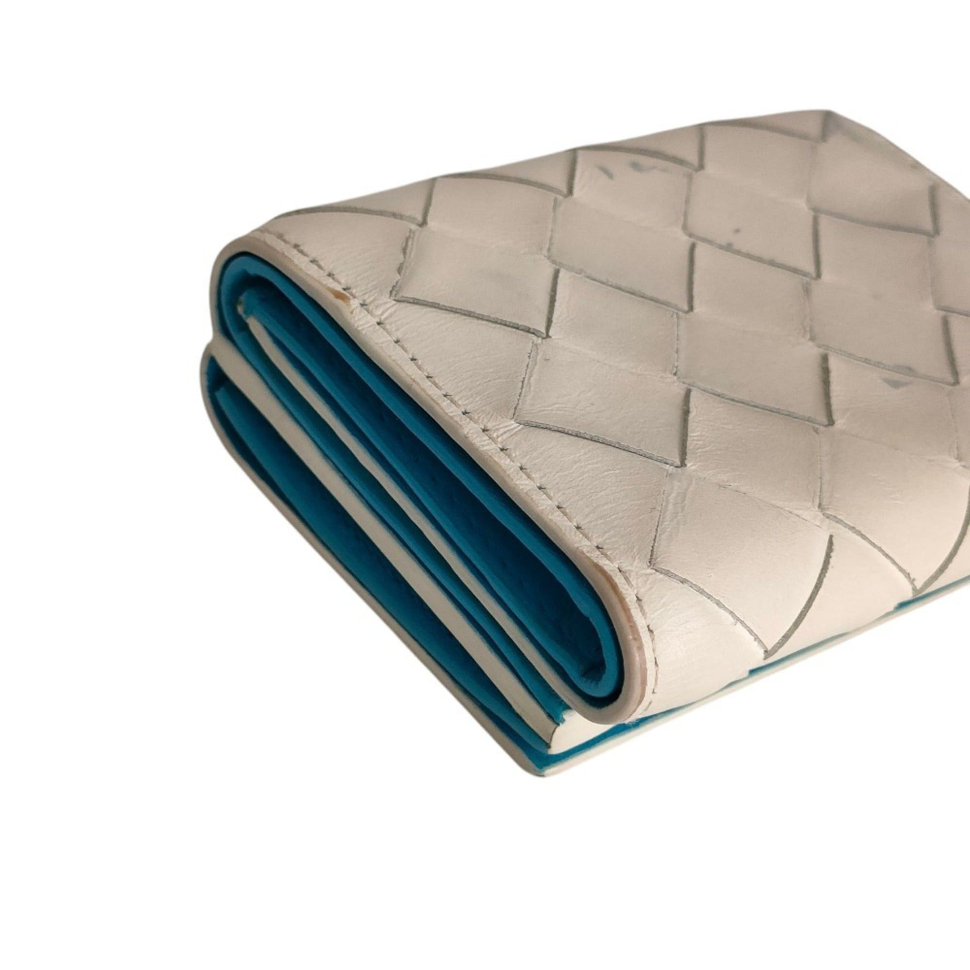 Bottega Veneta BOTTEGA VENETA Intrecciato Tiny Tri-fold Wallet Compact White Blue Men's Women's Size ONE SIZE - 4 Thumbnail