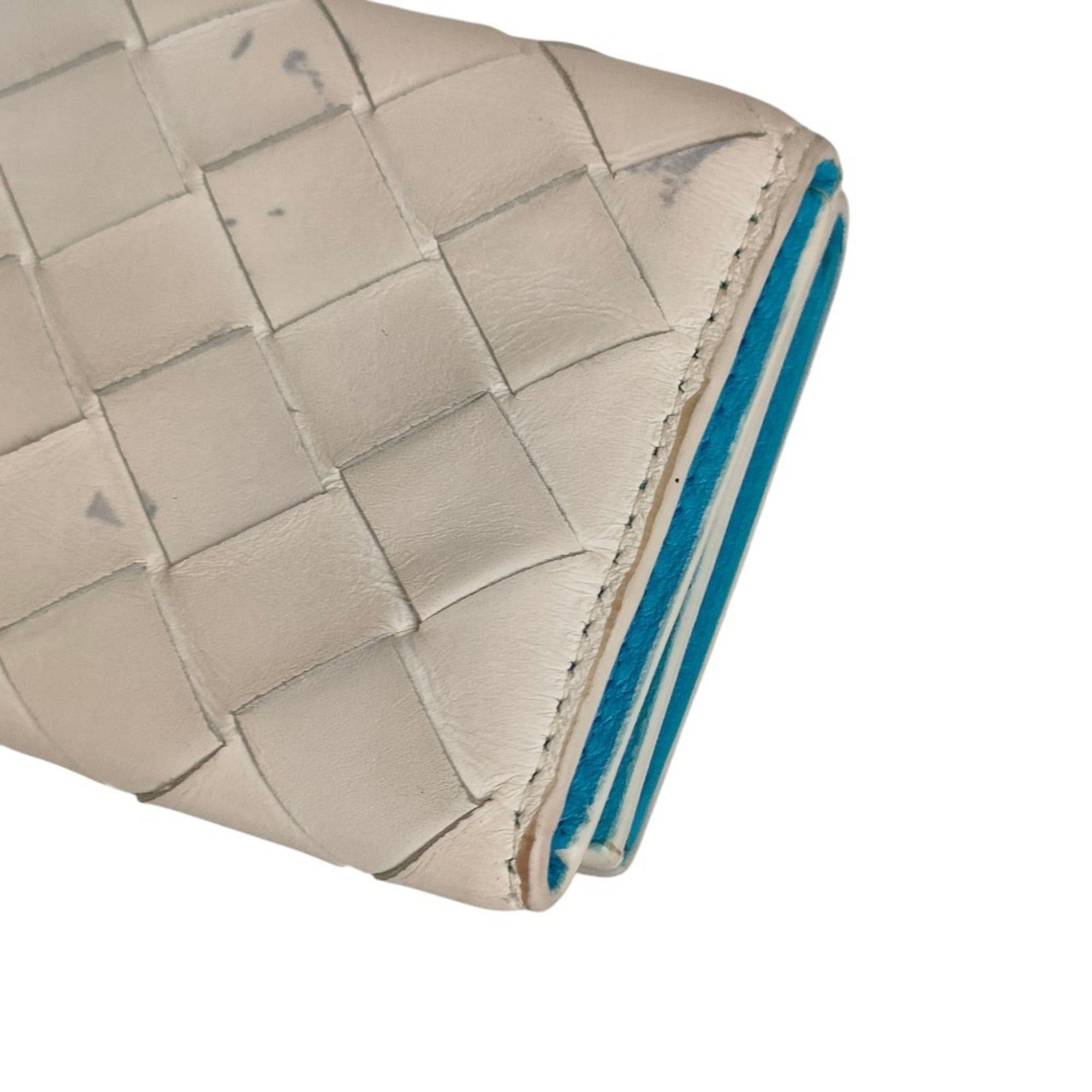 Bottega Veneta BOTTEGA VENETA Intrecciato Tiny Tri-fold Wallet Compact White Blue Men's Women's Size ONE SIZE - 3 Thumbnail