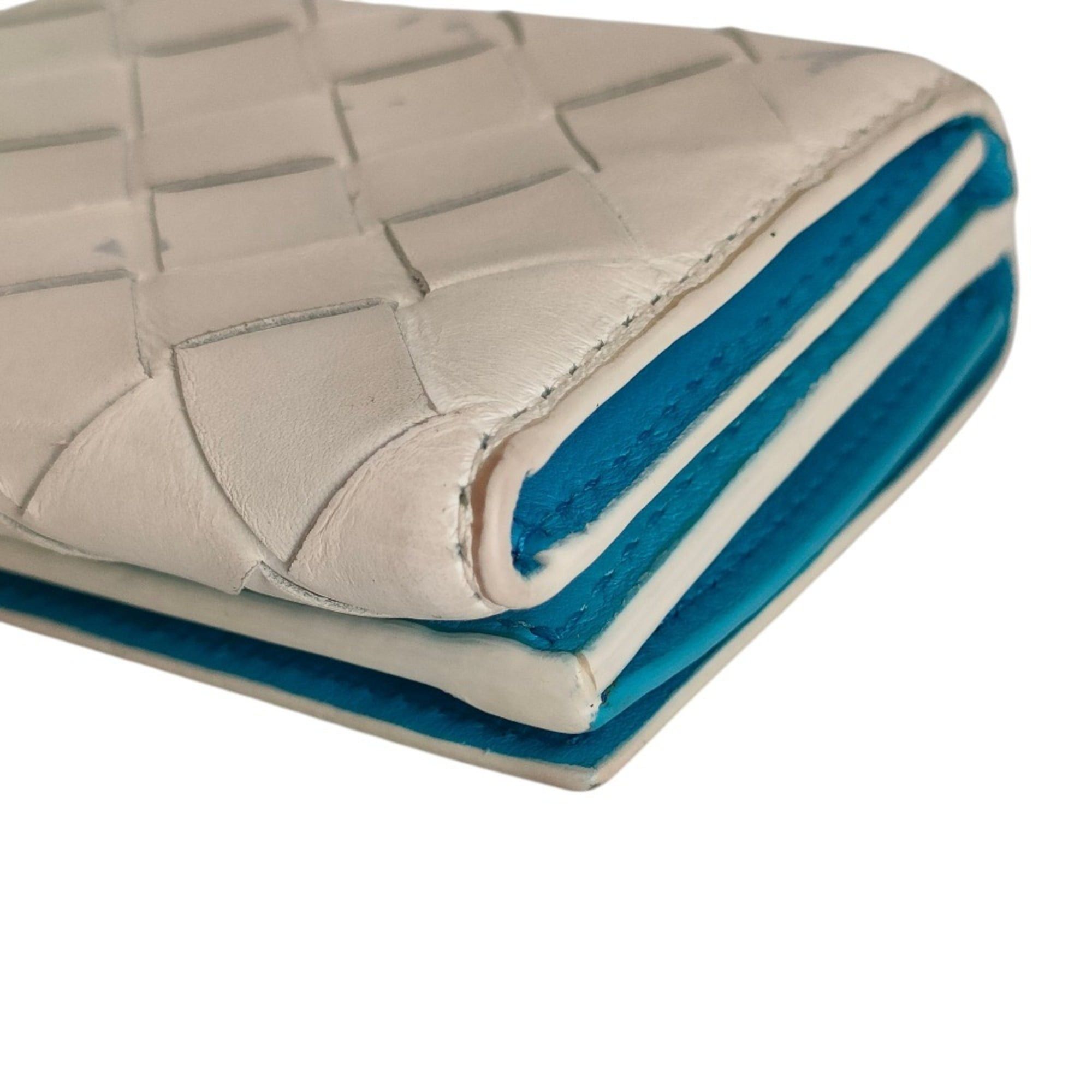 Bottega Veneta BOTTEGA VENETA Intrecciato Tiny Tri-fold Wallet Compact White Blue Men's Women's Size ONE SIZE - 5 Thumbnail