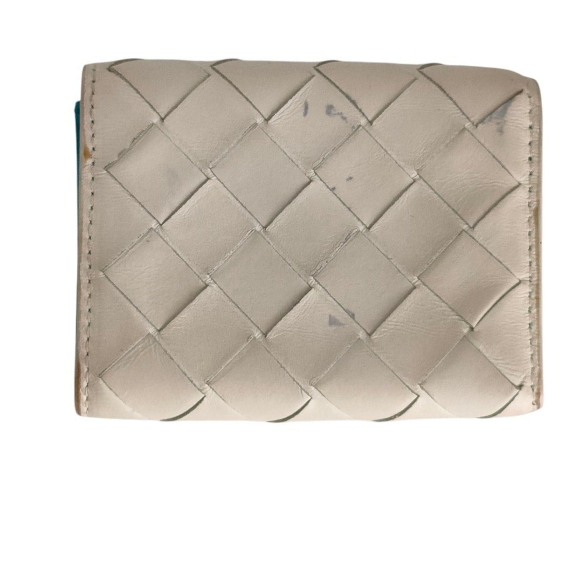 Bottega Veneta BOTTEGA VENETA Intrecciato Tiny Tri-fold Wallet Compact White Blue Men's Women's Size ONE SIZE - 2 Thumbnail