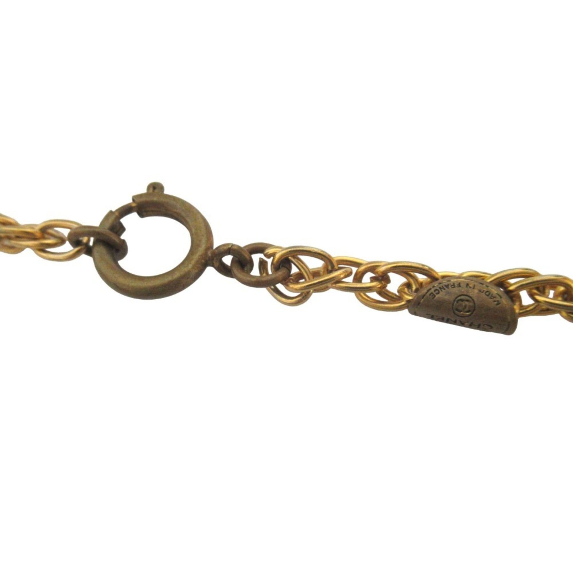Chanel CHANEL Coco Mark Rhinestone Chain Necklace, GP Gold Color, Women's Size ONE SIZE - 5 Thumbnail