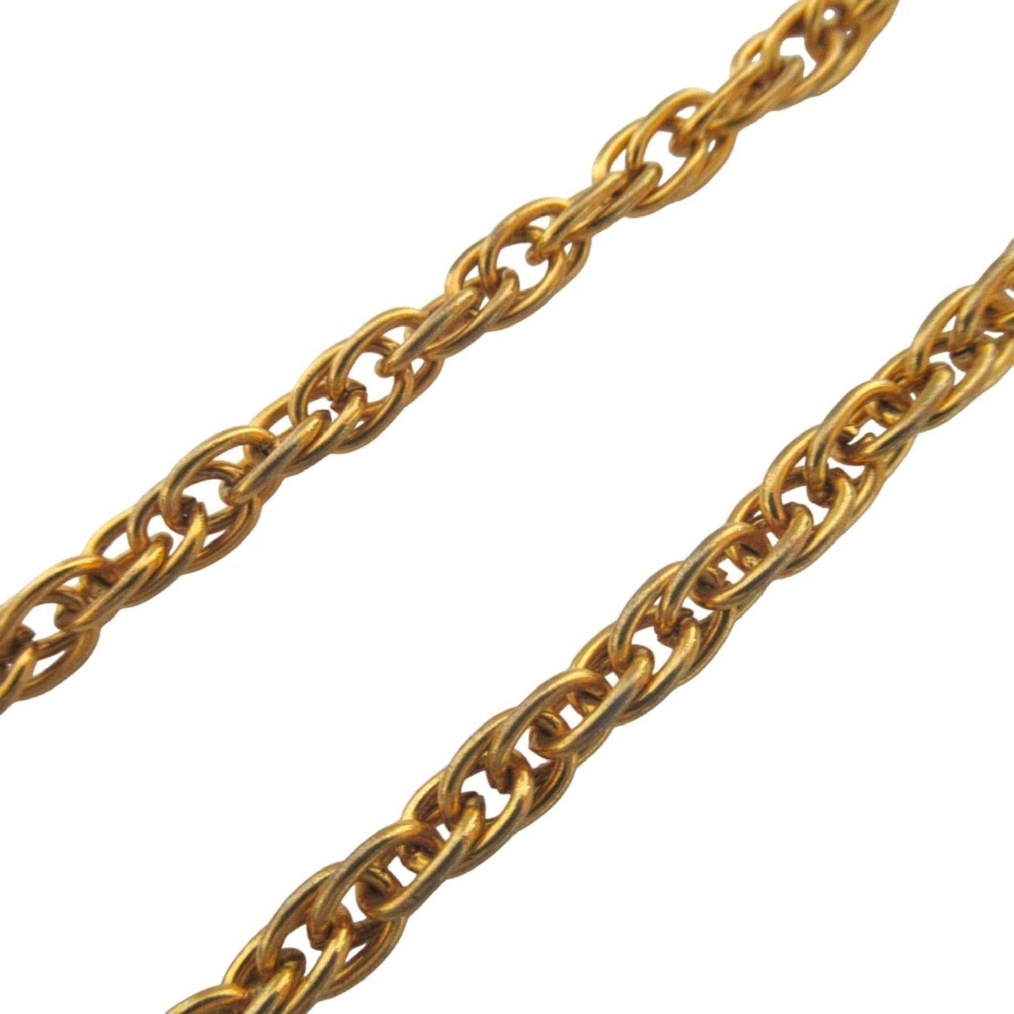 Chanel CHANEL Coco Mark Rhinestone Chain Necklace, GP Gold Color, Women's Size ONE SIZE - 4 Thumbnail