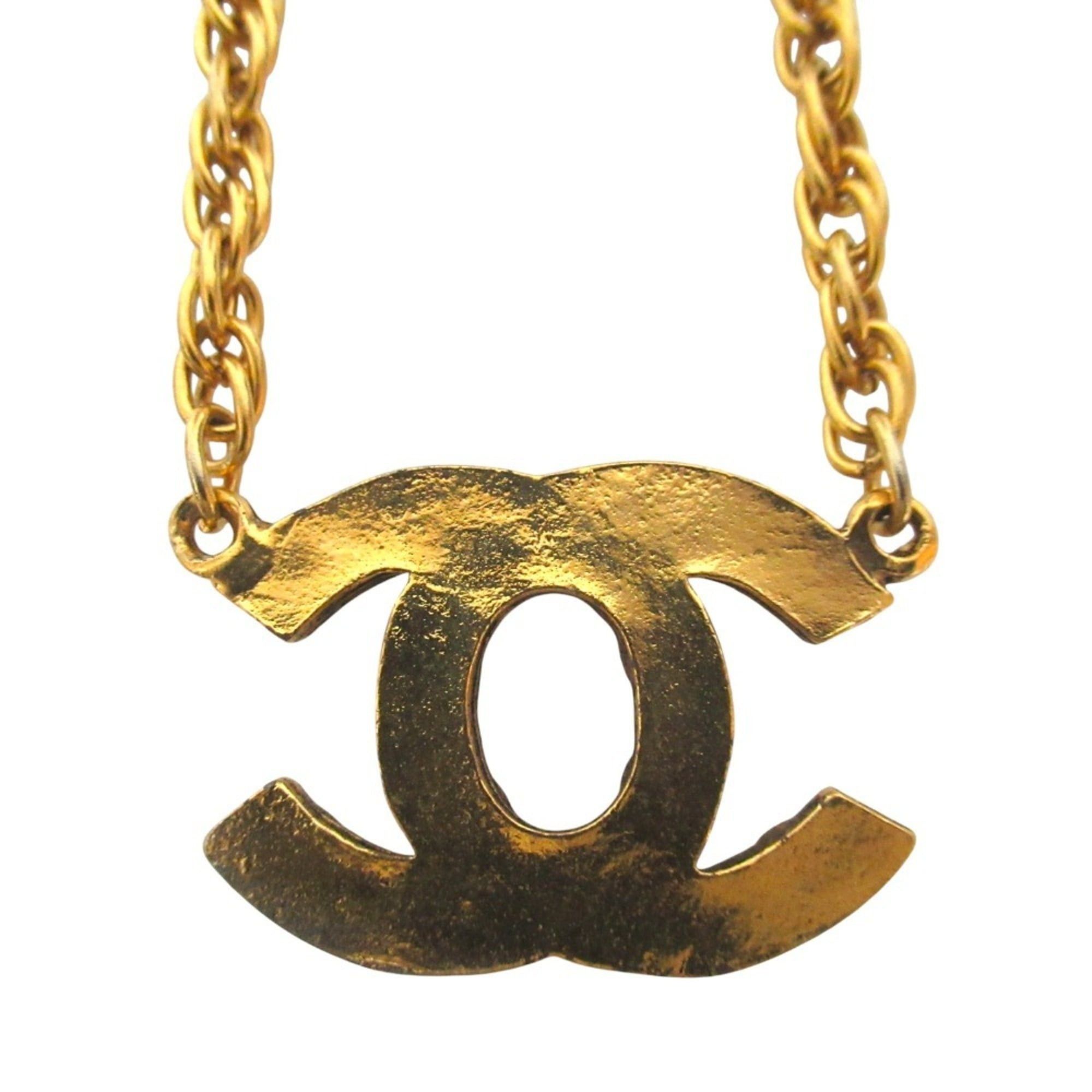 Chanel CHANEL Coco Mark Rhinestone Chain Necklace, GP Gold Color, Women's Size ONE SIZE - 2 Thumbnail