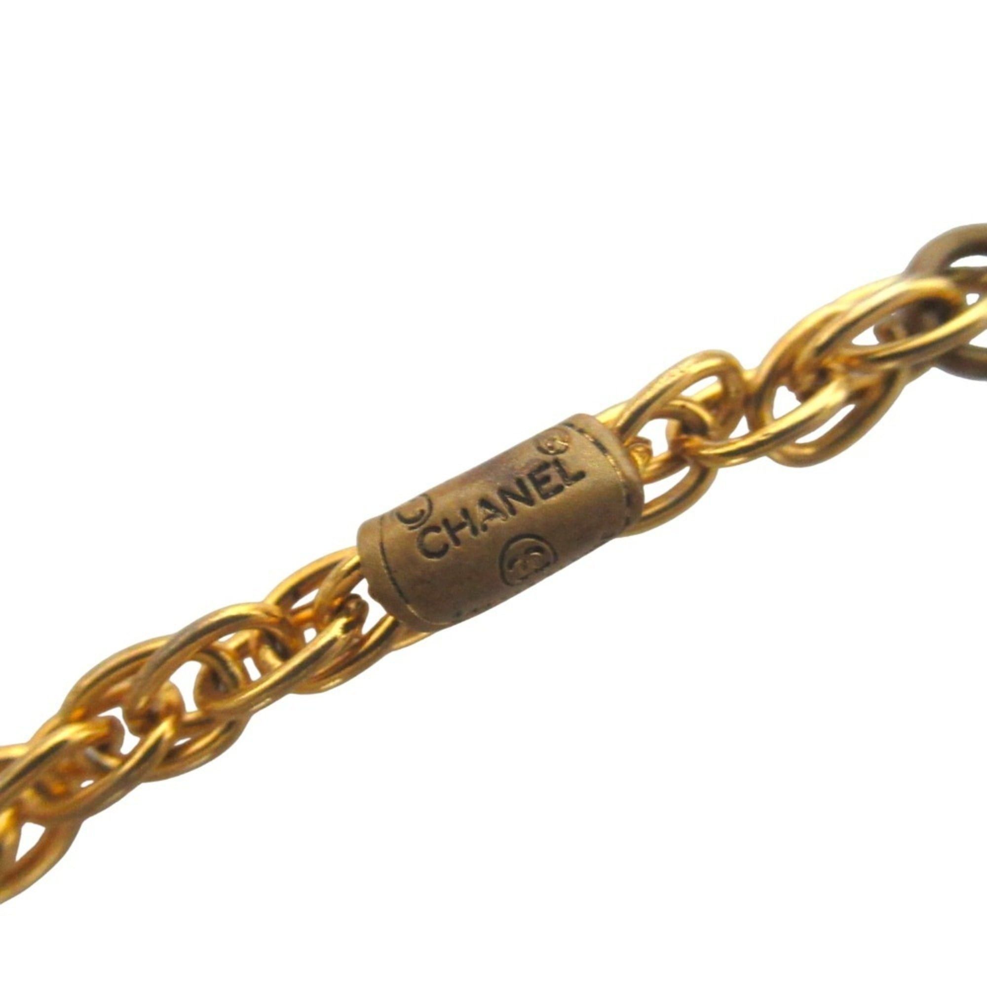 Chanel CHANEL Coco Mark Rhinestone Chain Necklace, GP Gold Color, Women's Size ONE SIZE - 6 Thumbnail
