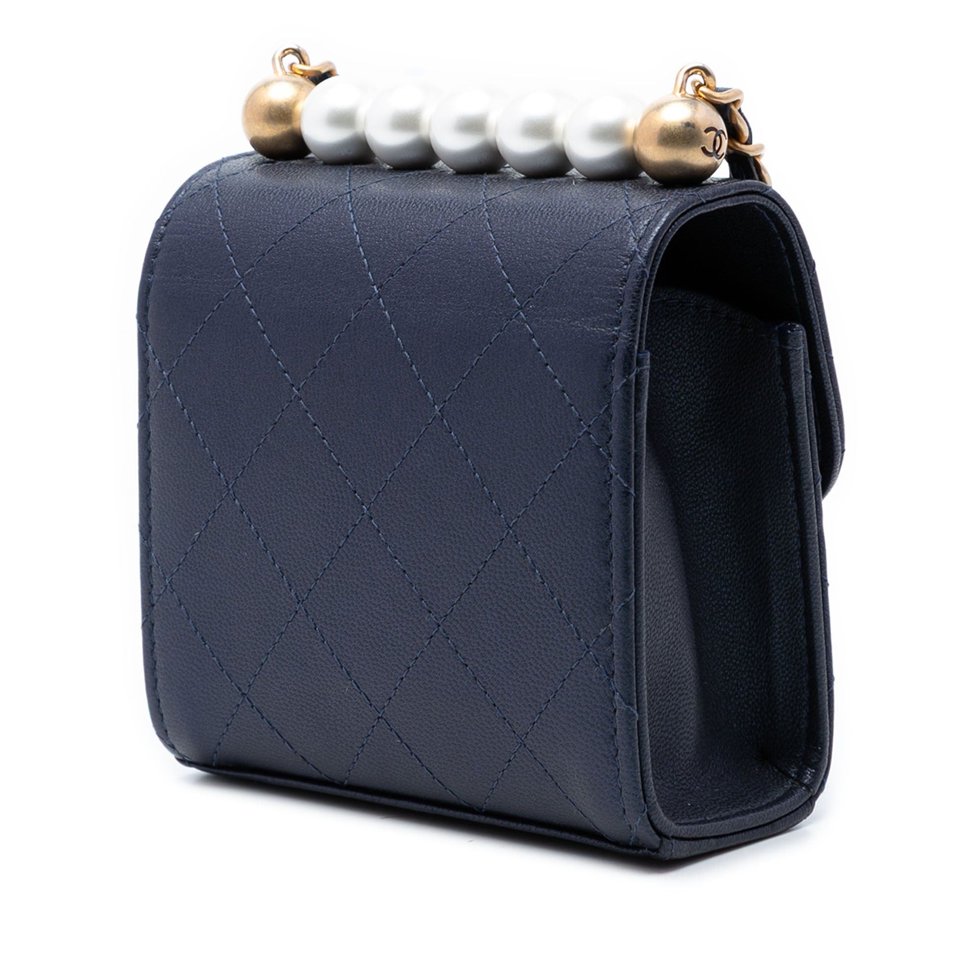 Chanel Mini Quilted Goatskin Vertical Chic Pearls Flap Clutch With Chain Size ONE SIZE - 2 Thumbnail