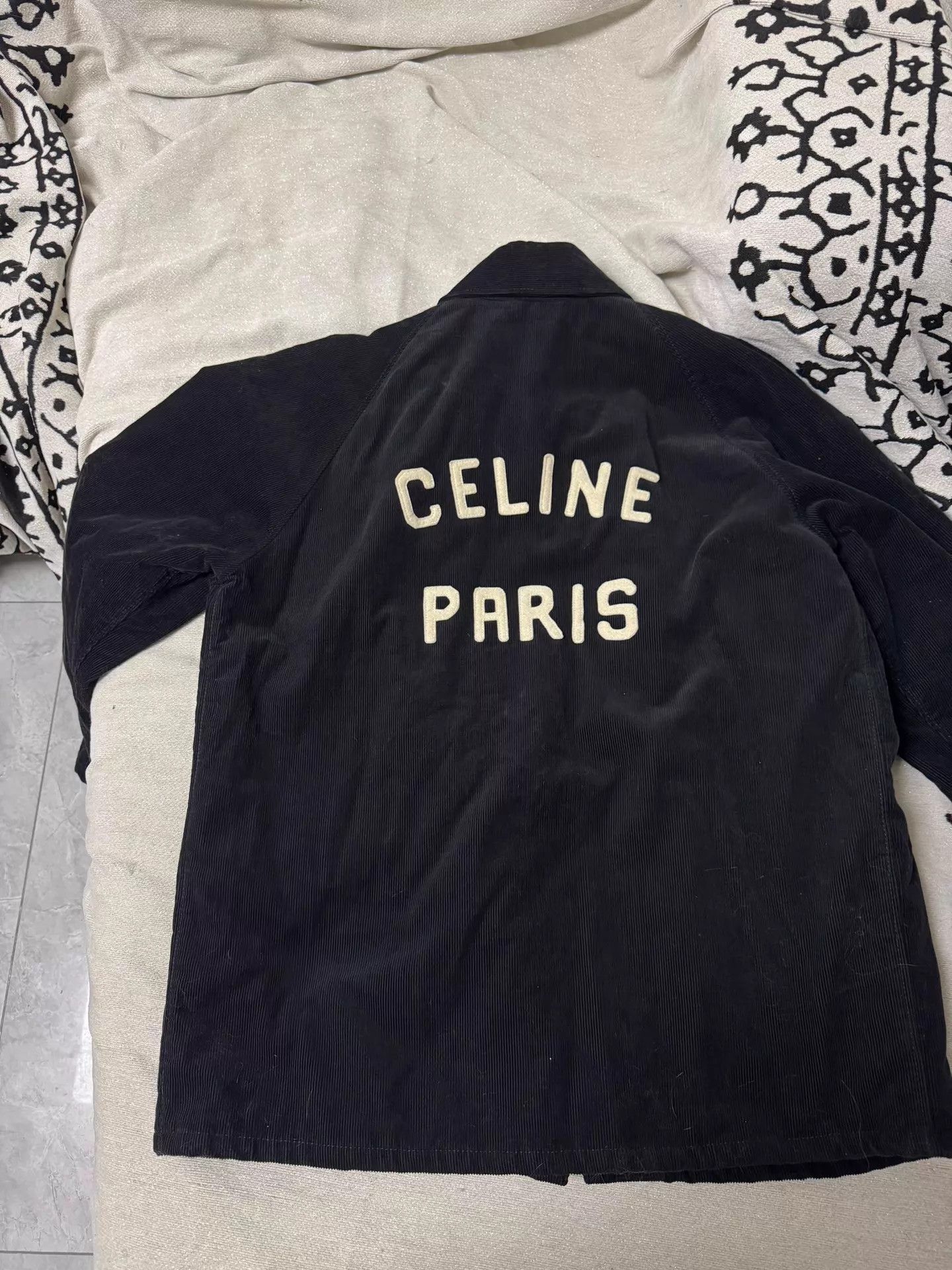 Celine Black Corduroy Zip-Front Jacket with 'C' Logo Size US L / EU 52-54 / 3 - 2 Thumbnail