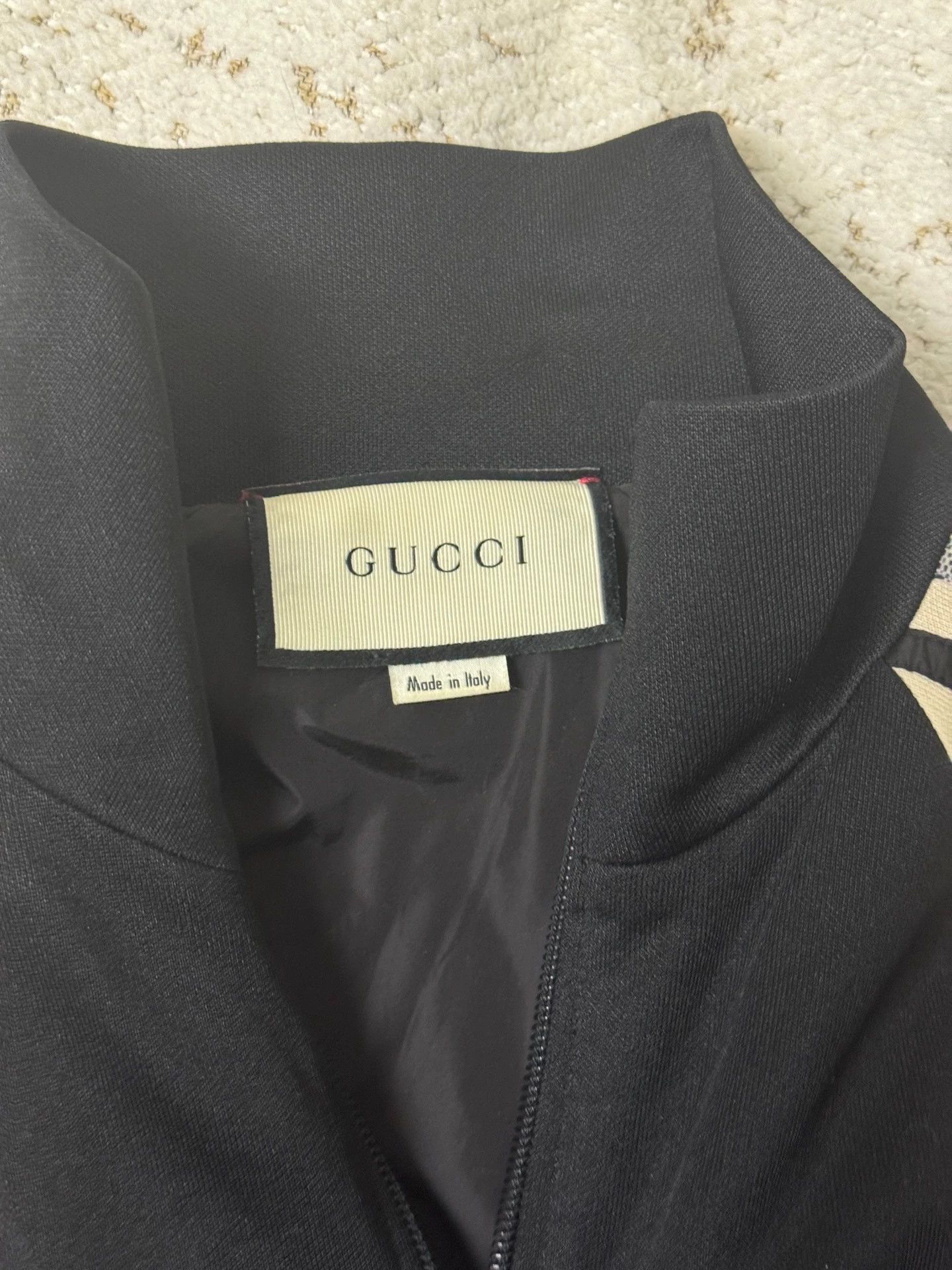 Gucci Black Zip-Front Jacket with Contrast Sleeves and Patterned Size US M / EU 48-50 / 2 - 3 Thumbnail
