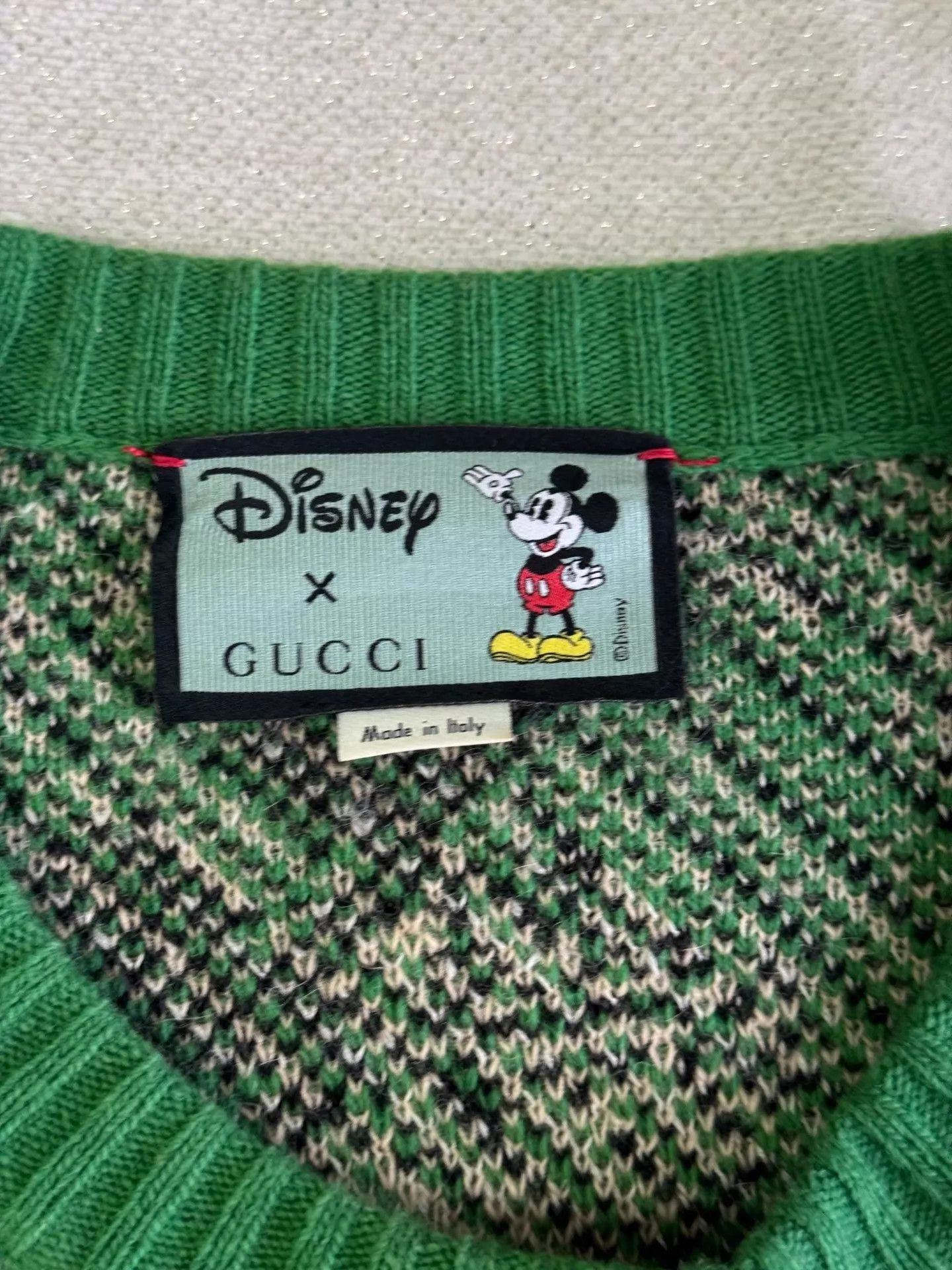 Gucci Green Mickey Mouse Star Pattern Knit Sweater Size US M / EU 48-50 / 2 - 2 Thumbnail