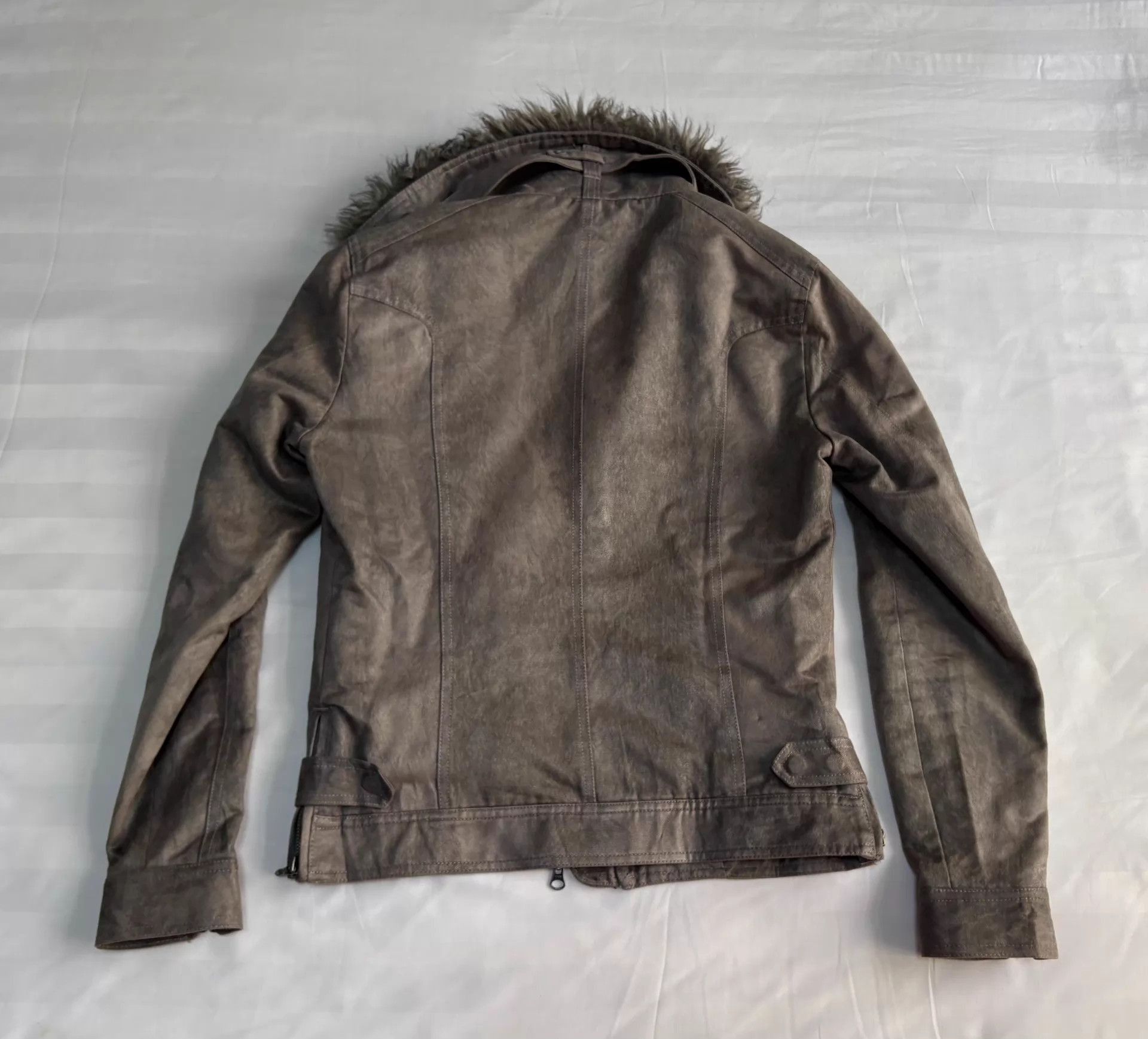 Tornado Mart Brown Leather Jacket with Faux Fur Collar Size US M / EU 48-50 / 2 - 7 Thumbnail