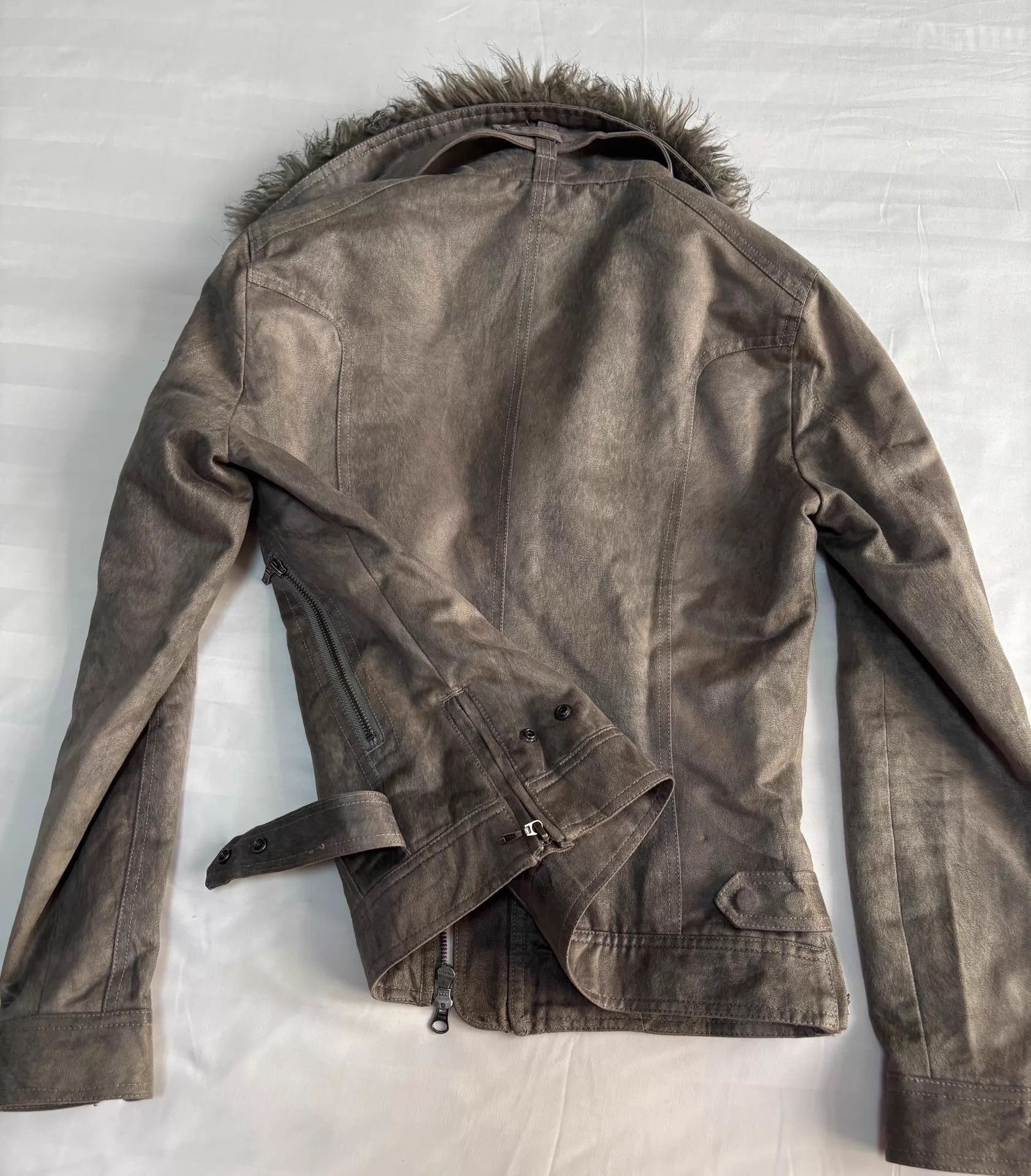 Tornado Mart Brown Leather Jacket with Faux Fur Collar Size US M / EU 48-50 / 2 - 8 Thumbnail