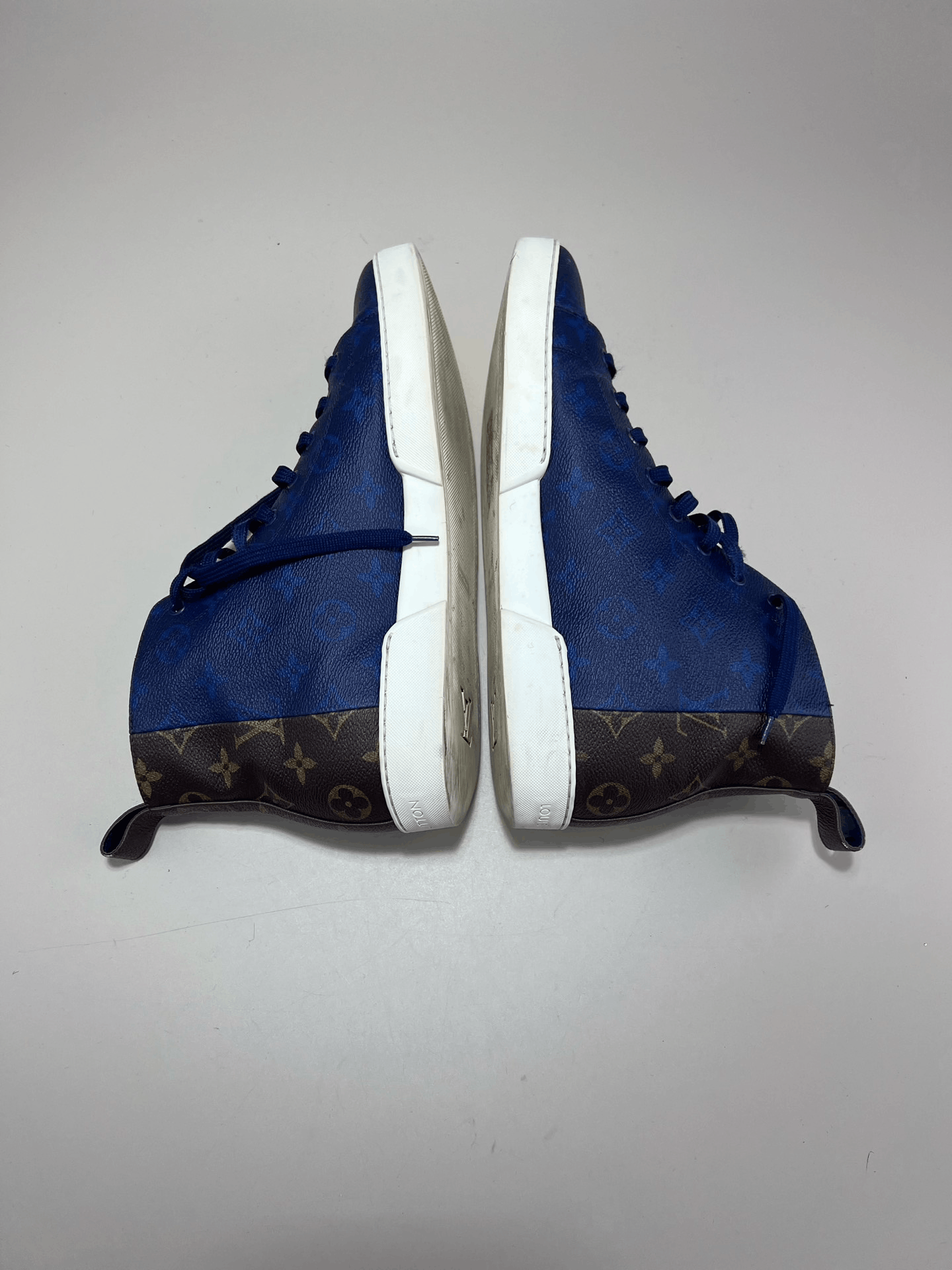 Louis Vuitton Louis Vuitton Blue Brown Monogram High-Top Sneakers Size US 9 / EU 42 - 4 Thumbnail
