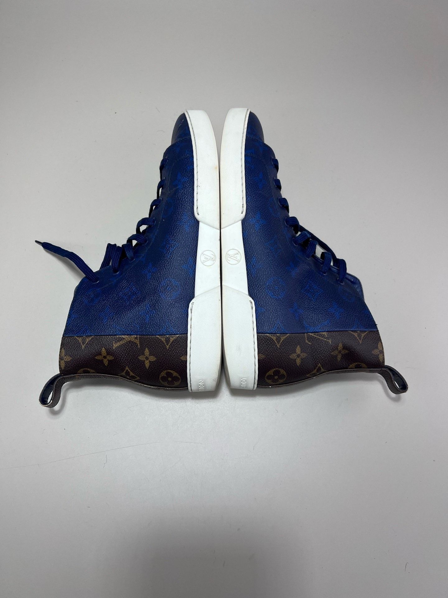 Louis Vuitton Louis Vuitton Blue Brown Monogram High-Top Sneakers Size US 9 / EU 42 - 5 Thumbnail