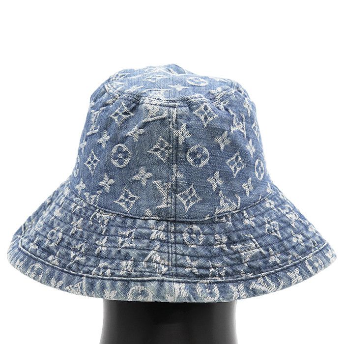 Louis Vuitton Louis Vuitton Louis Vuitton Monogram Denim Bucket Hat Textile Hats DUTY FREE for USA Size ONE SIZE - 4 Thumbnail