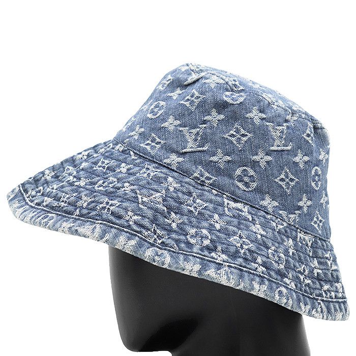 Louis Vuitton Louis Vuitton Louis Vuitton Monogram Denim Bucket Hat Textile Hats DUTY FREE for USA Size ONE SIZE - 3 Thumbnail