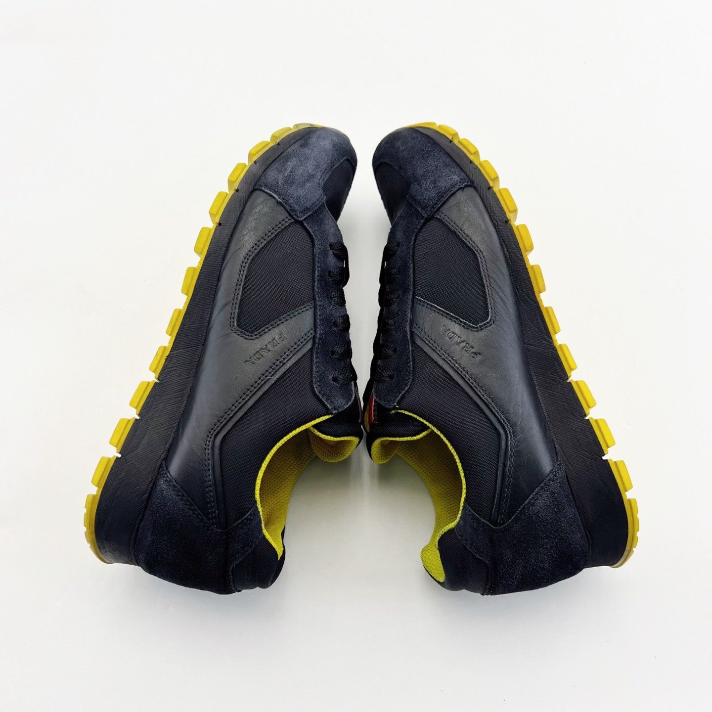 Prada Prada Black Yellow Round Toe Low Top Sneakers Size US 7.5 / EU 40-41 - 3 Thumbnail