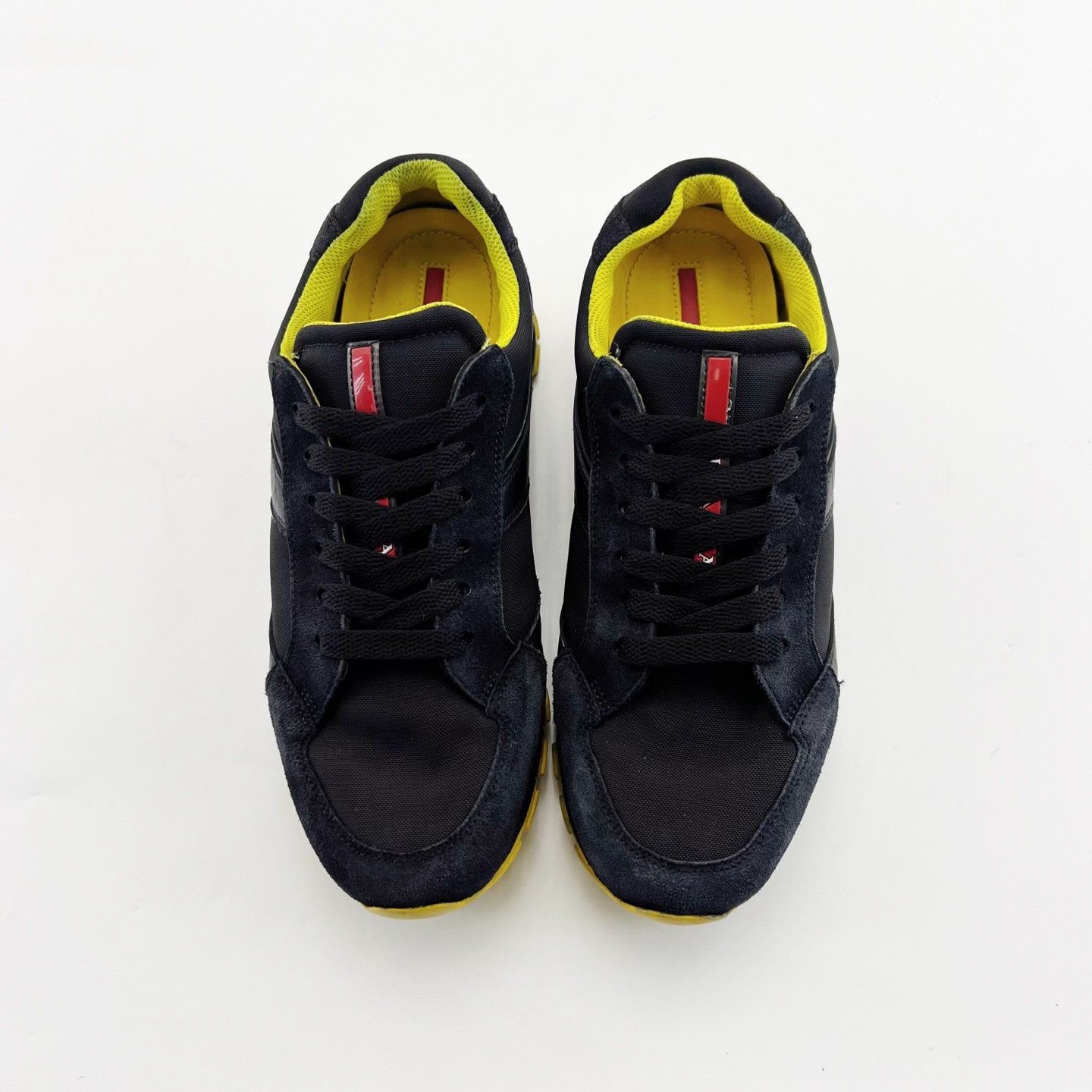 Prada Prada Black Yellow Round Toe Low Top Sneakers Size US 7.5 / EU 40-41 - 2 Thumbnail
