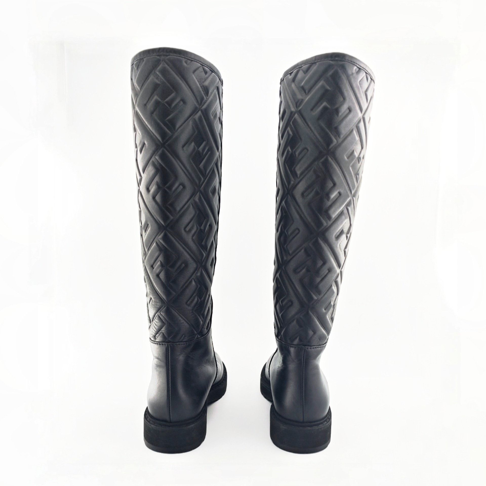 Fendi Fendi Black Knee-High Leather Boots Size US 4.5 / IT 34.5 - 4 Thumbnail