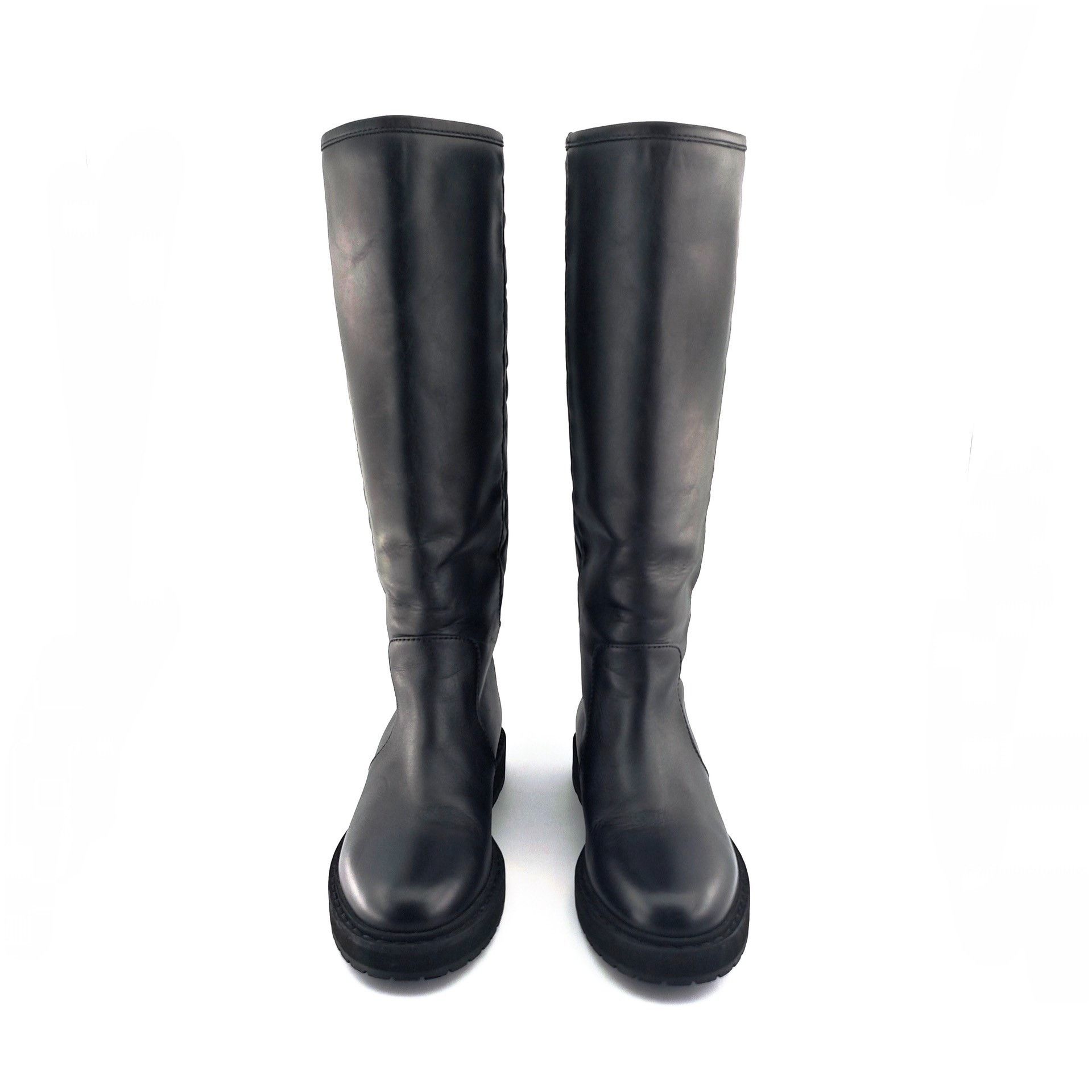 Fendi Fendi Black Knee-High Leather Boots Size US 4.5 / IT 34.5 - 2 Thumbnail