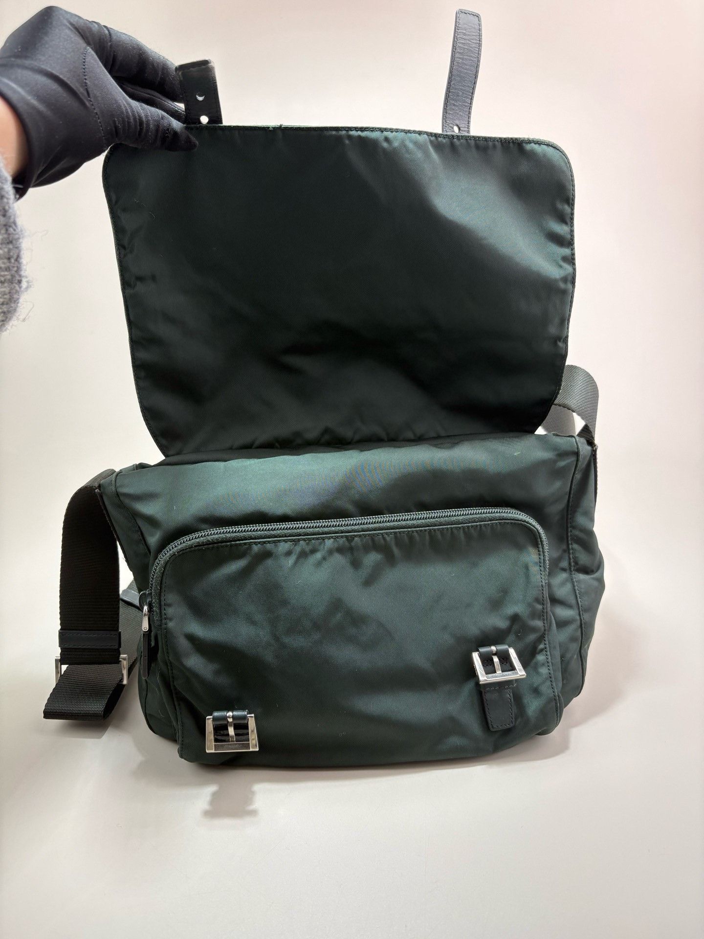 Prada Prada Military Green Triangle Logo Messenger Bag Size ONE SIZE - 3 Thumbnail