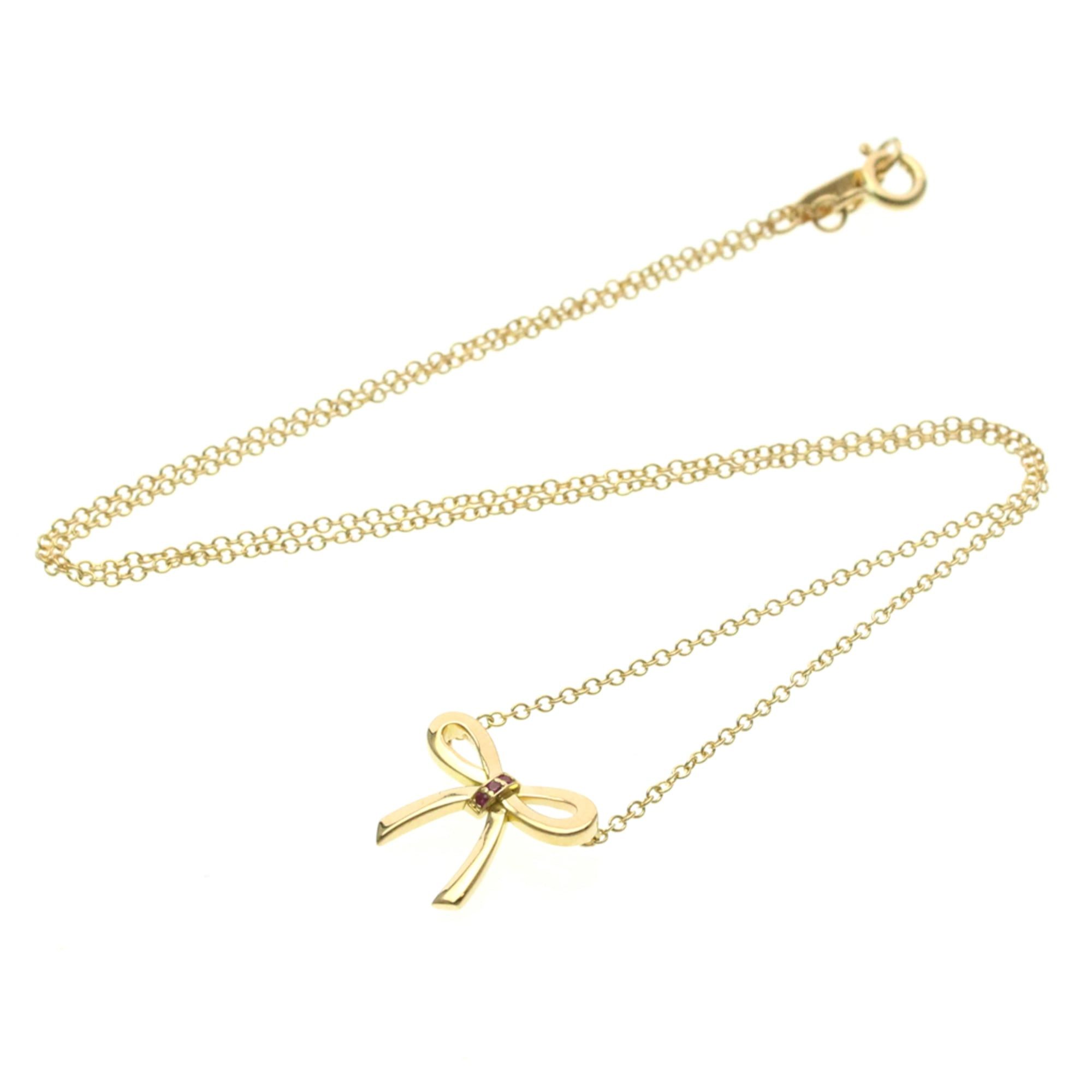 Tiffany & Co. Tiffany Bow Pink Sapphire Necklace Pink Gold (18K) Sapphire Women,Men Fashion Pendant Necklace (Pink Gold) Size ONE SIZE - 13 Thumbnail