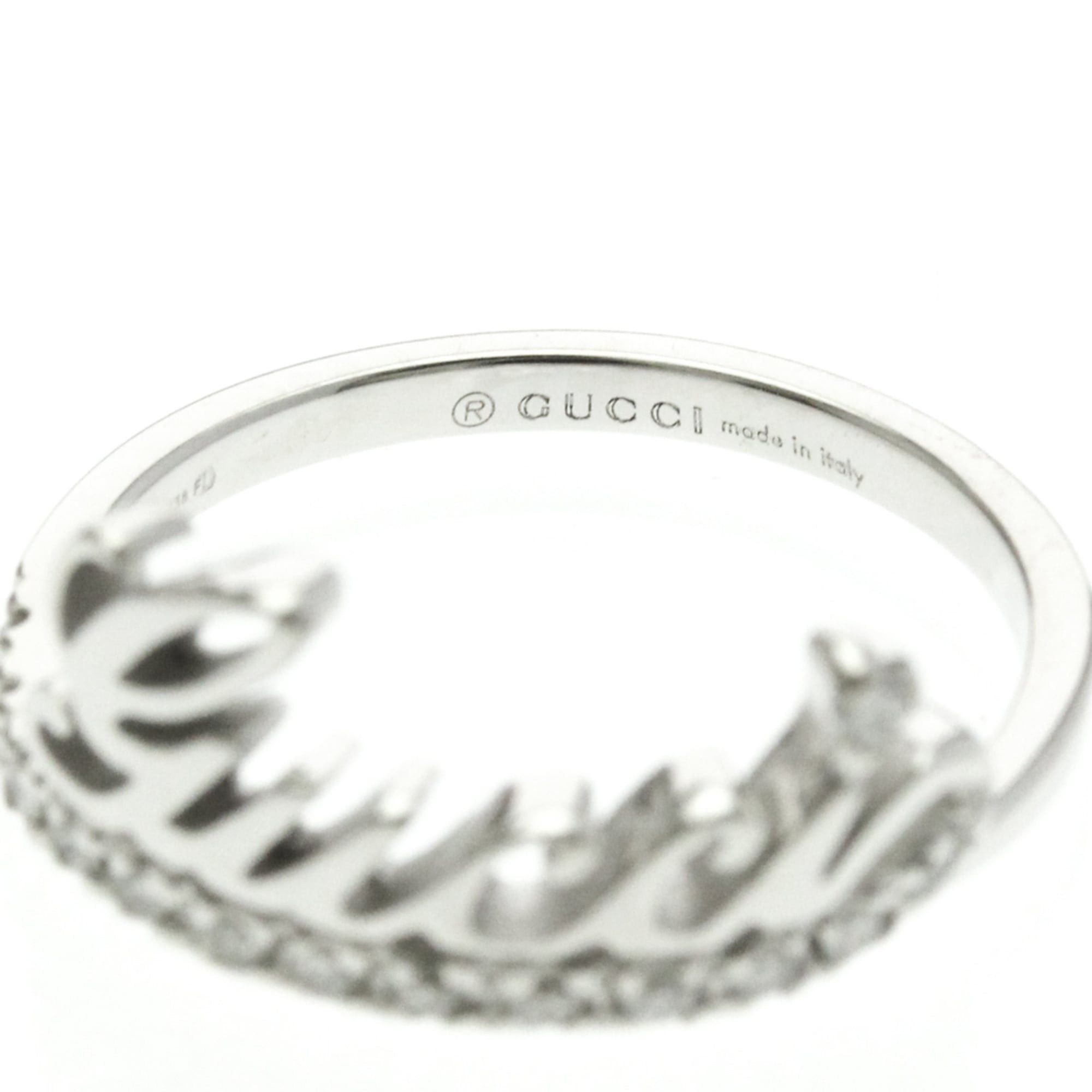 Gucci Gucci Logo Signature Diamond Ring White Gold (18K) Fashion Diamond Band Ring Silver Size ONE SIZE - 5 Thumbnail