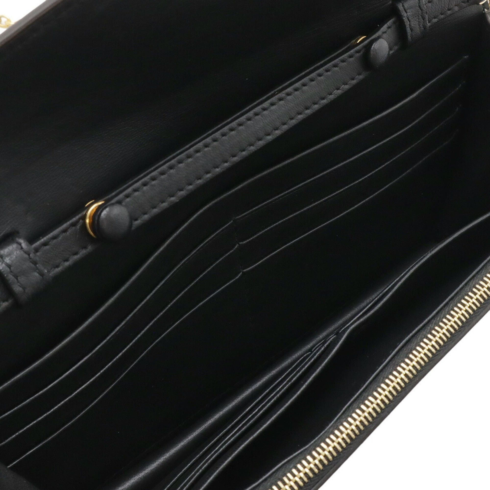 Celine Celine Pocket Large Flap Wallet Chain Shoulder Bag Clutch Leather Black Green Blue Size ONE SIZE - 7 Thumbnail